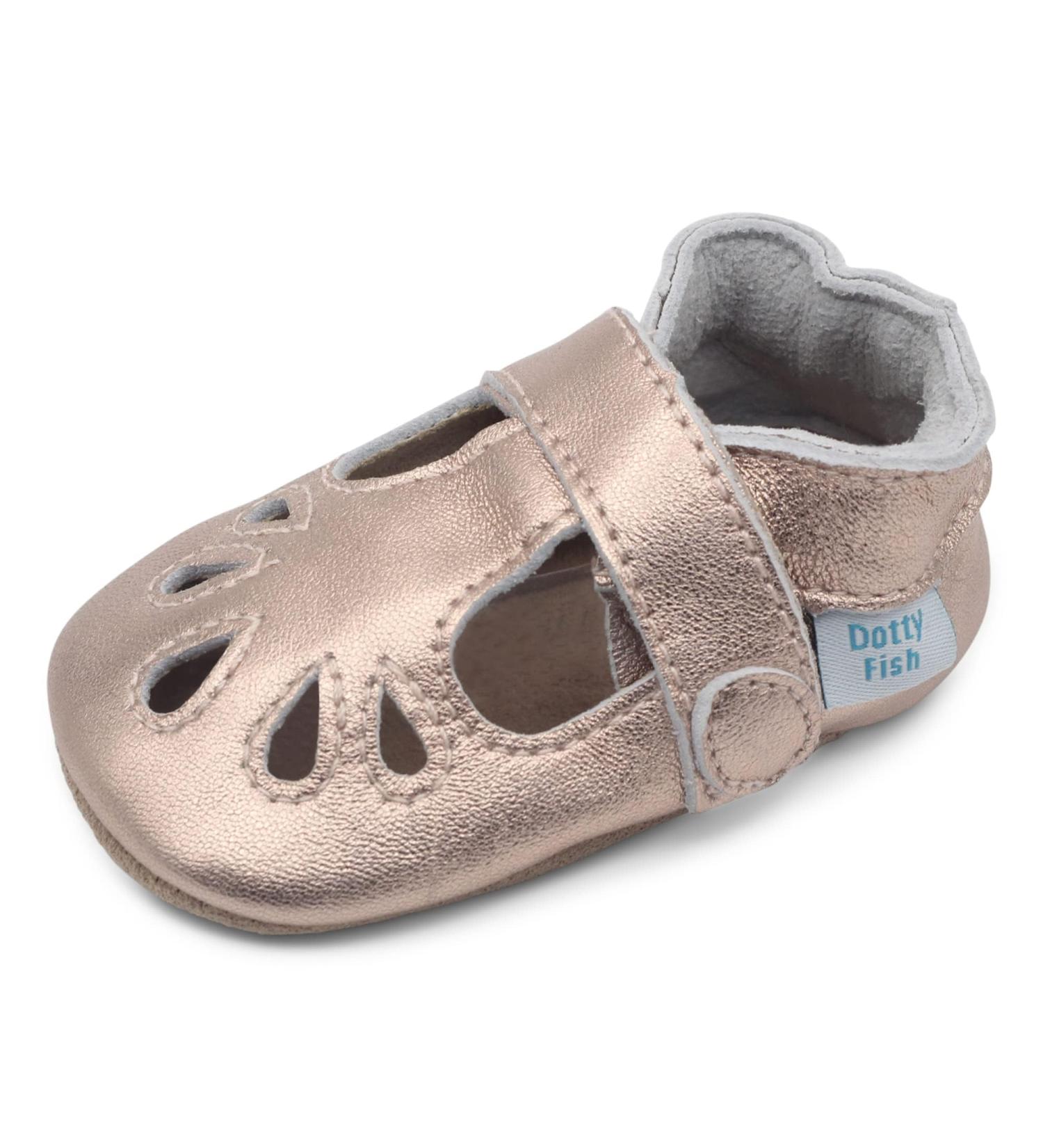 Soft Leather Baby T-Bar Shoes for Girls | Non-Slip Soles | Rose Gold | 0-6 Months to 2-3 Years - Buy Online on GoSupps.com