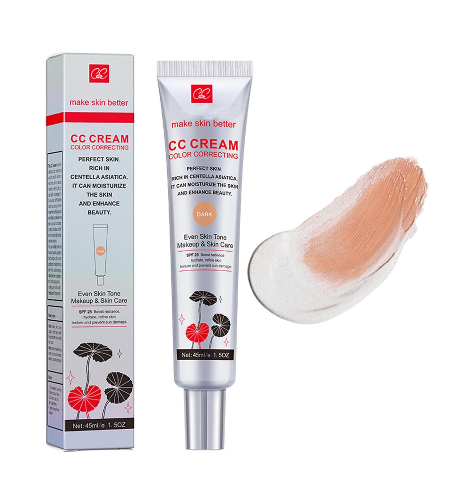Color Correcting CC Cream with Centella Asiatica | Moisturizing Lightweight Foundation SPF 25 | Hydrating Tinted Sunscreen & Pre-Makeup Primer for Even Skin Tone & Pore Blurring - Buy Online on GoSupps.com
