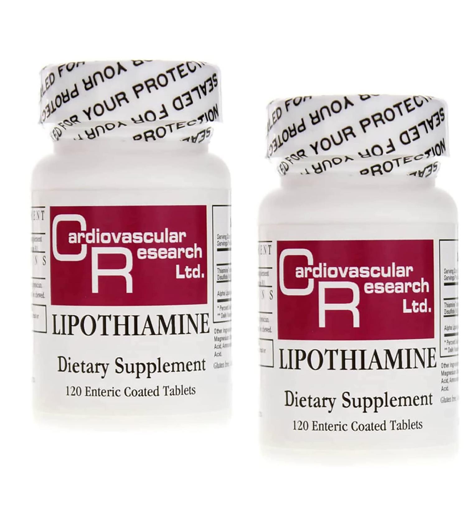 Cardiovascular Research Lipothiamine B1 Supplement 240 Tablets - Vitamin B1 Now with Alpha Lipoic Acid - 2 X 120 Count