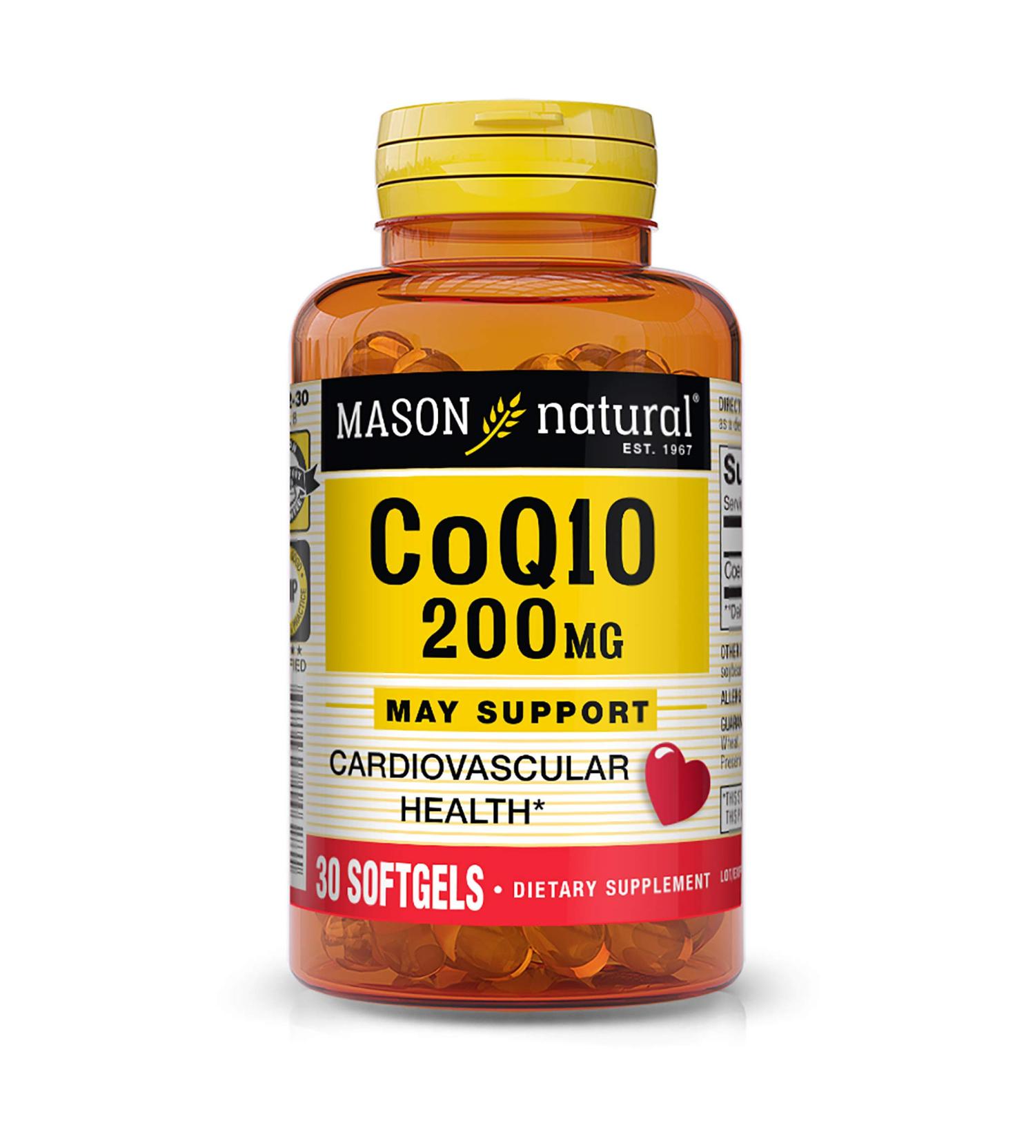 Mason Natural COQ-10 200 mg - 30 Softgels | Heart Health & Energy Support - Buy Online on GoSupps.com