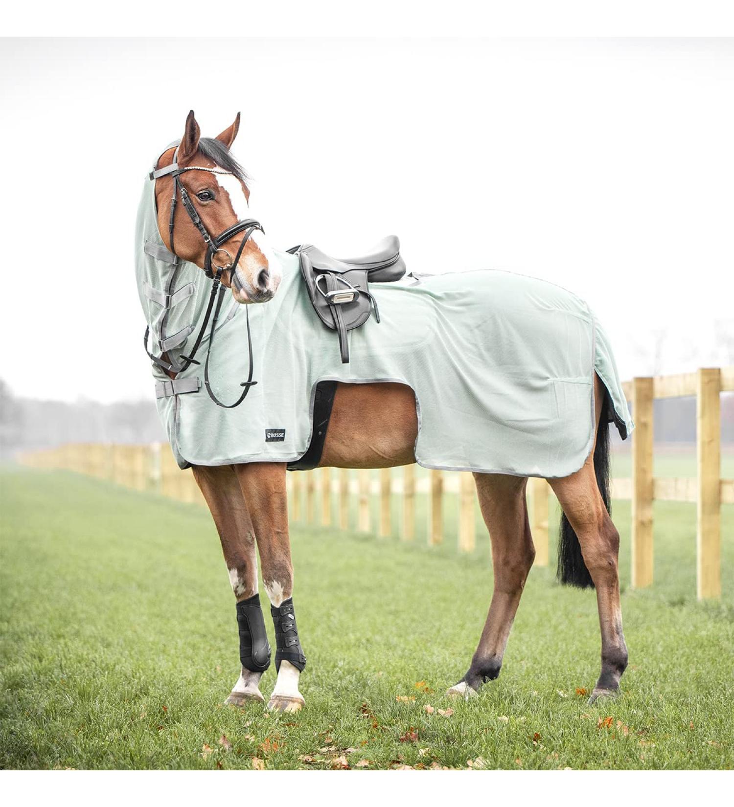 Busse Fly Riding Rug Moskito III Navy with Neck Part 135 Smoke Green (Grey)
