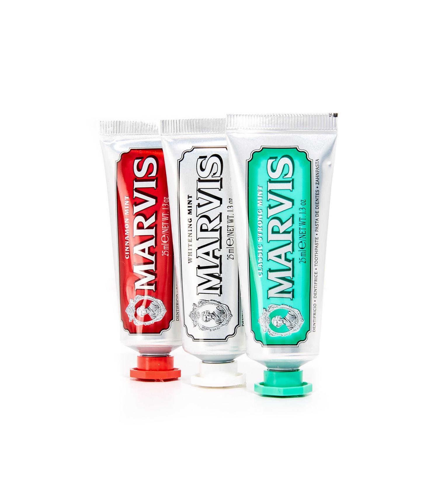 Marvis 3 Flavors Box - Whitening Mint Cinnamon Mint & Classic Strong Mint (75ml) | Premium Tooth Cream Trio for Intensive Freshness - Buy Online on GoSupps.com