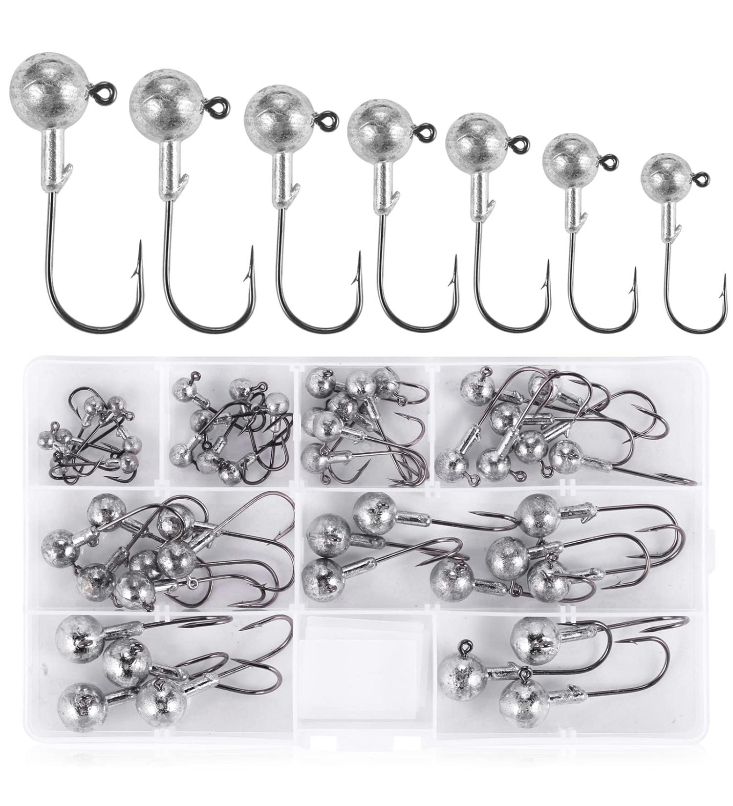Unoliga 49PC Fishing Hook Set | Sharp Jig Heads & Dropshot Hooks for Carp | Versatile 1g to 14g Options - Buy Online on GoSupps.com