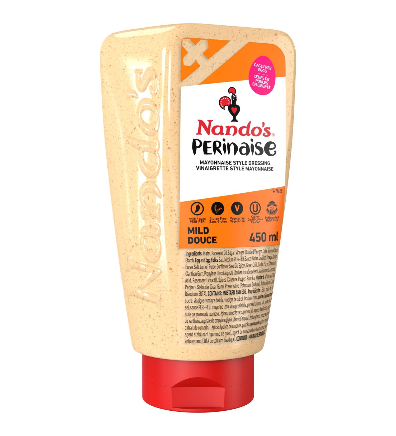 Nando's Original PERinaise Mild Flavoured Mayo Perfect for Spreads Dressings & Dips Gluten Free Mayonnaise Vegetarian Keto Friendly 450ml - Buy Online on GoSupps.com