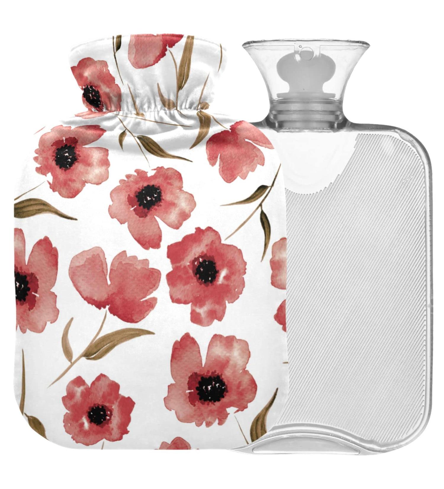 Shop Naanle 2L Hot Water Bottle - Poppy Flowers | Pain Relief for Menstrual Cramps & Heat Therapy | Large Transparent Design - Buy Online on GoSupps.com