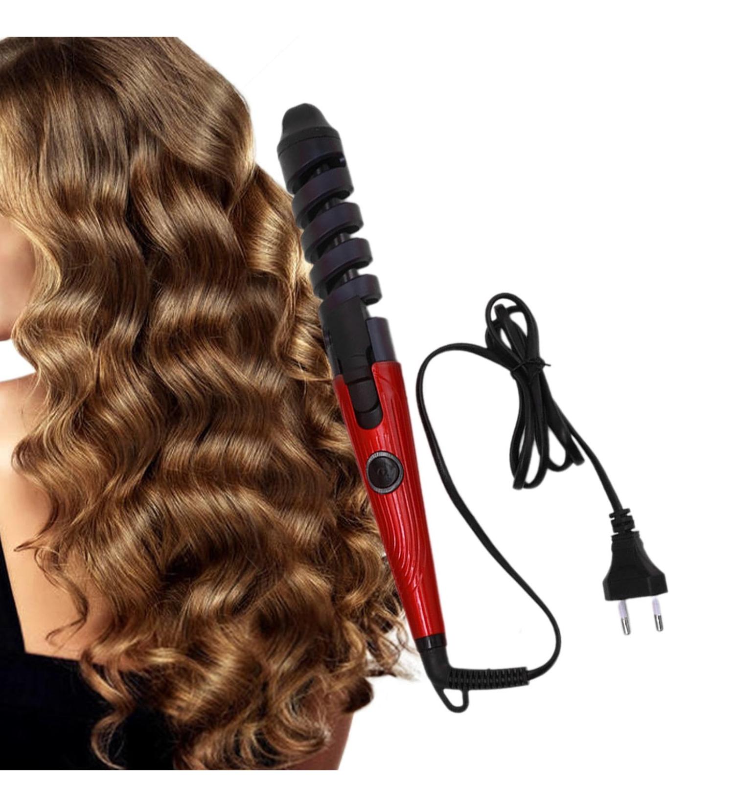 Fovolat Automatic Curling Iron - Portable Hair Curler | Hair Straightener and Curler 2 in 1 Portable Automatic Hair Curler Wand for Long Short Hair Red US - Buy Online on GoSupps.com