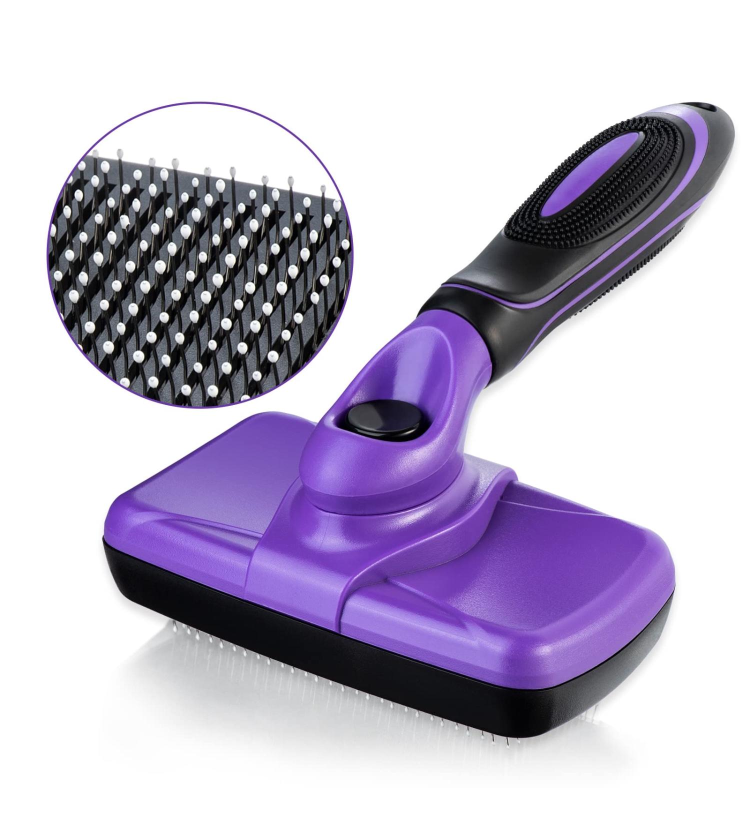 TIMINGILA Self-Cleaning Slicker Brush for Pets - Grooming Tool for Dogs, Cats, and More - Purple - Buy Online on GoSupps.com