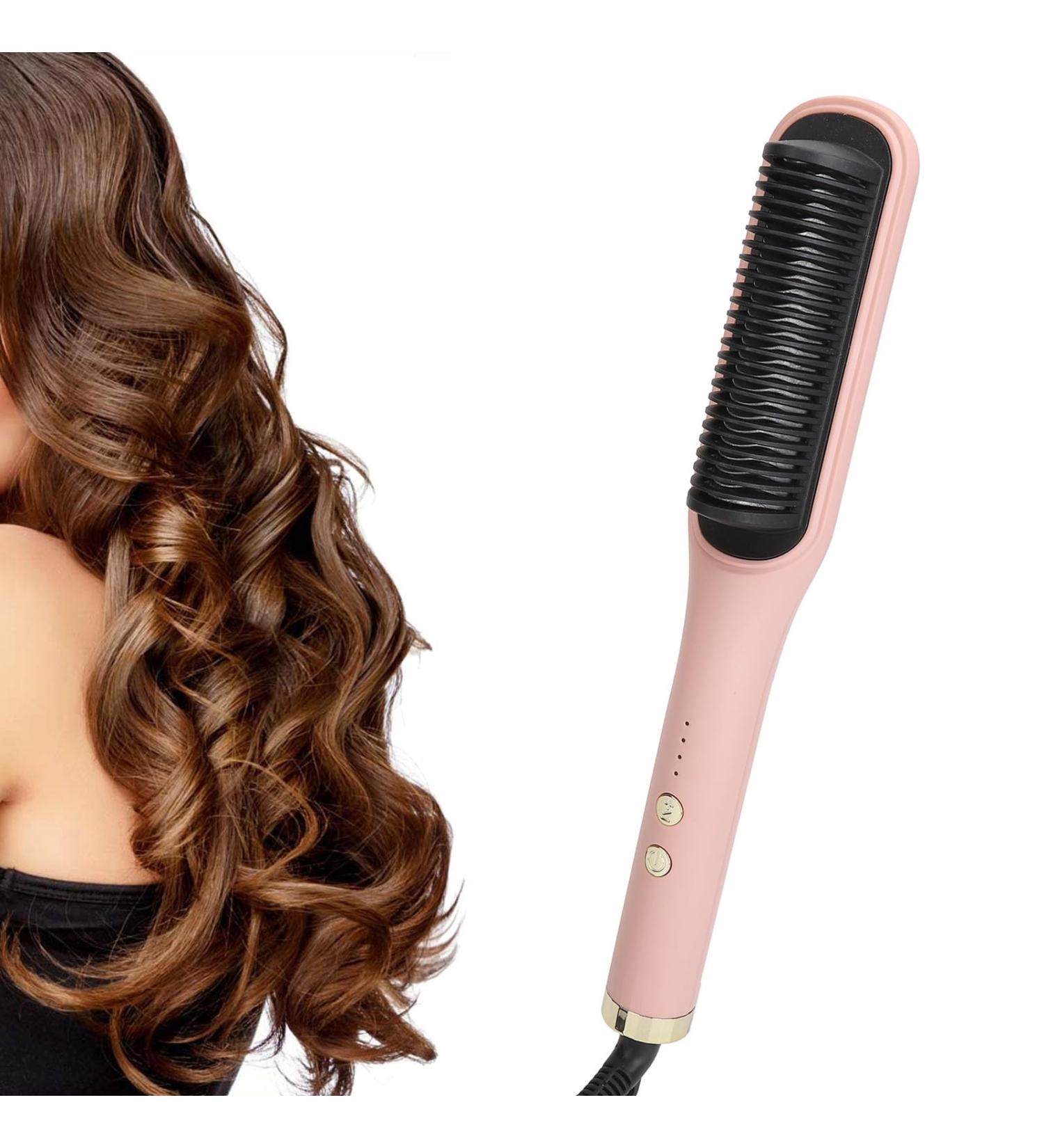 2 in 1 Negative Ion Heated Styling Brush & Flat Iron - Rapid Hair Straightening Comb for Salon-Quality Styling - Buy Online on GoSupps.com