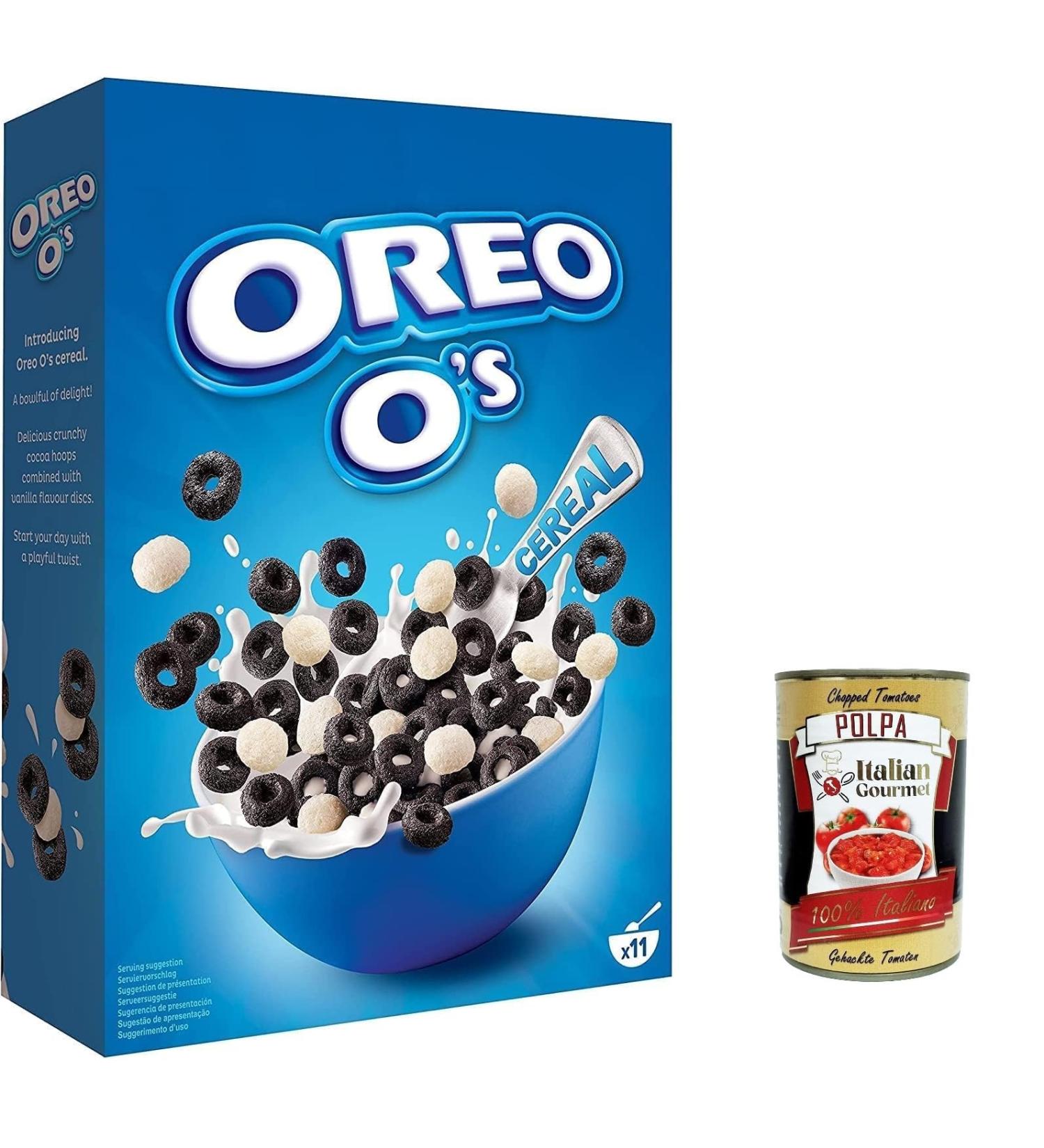  Italian Gourmet E.R. Oreo O's Cereal Pack of 12 Oreo cereals 350g in cocoa and vanilla flavor Oreo cereal for breakfast or a snack in between contains vitamins and iron + Italian Gourmet polpa 400g - Buy Online on GoSupps.com