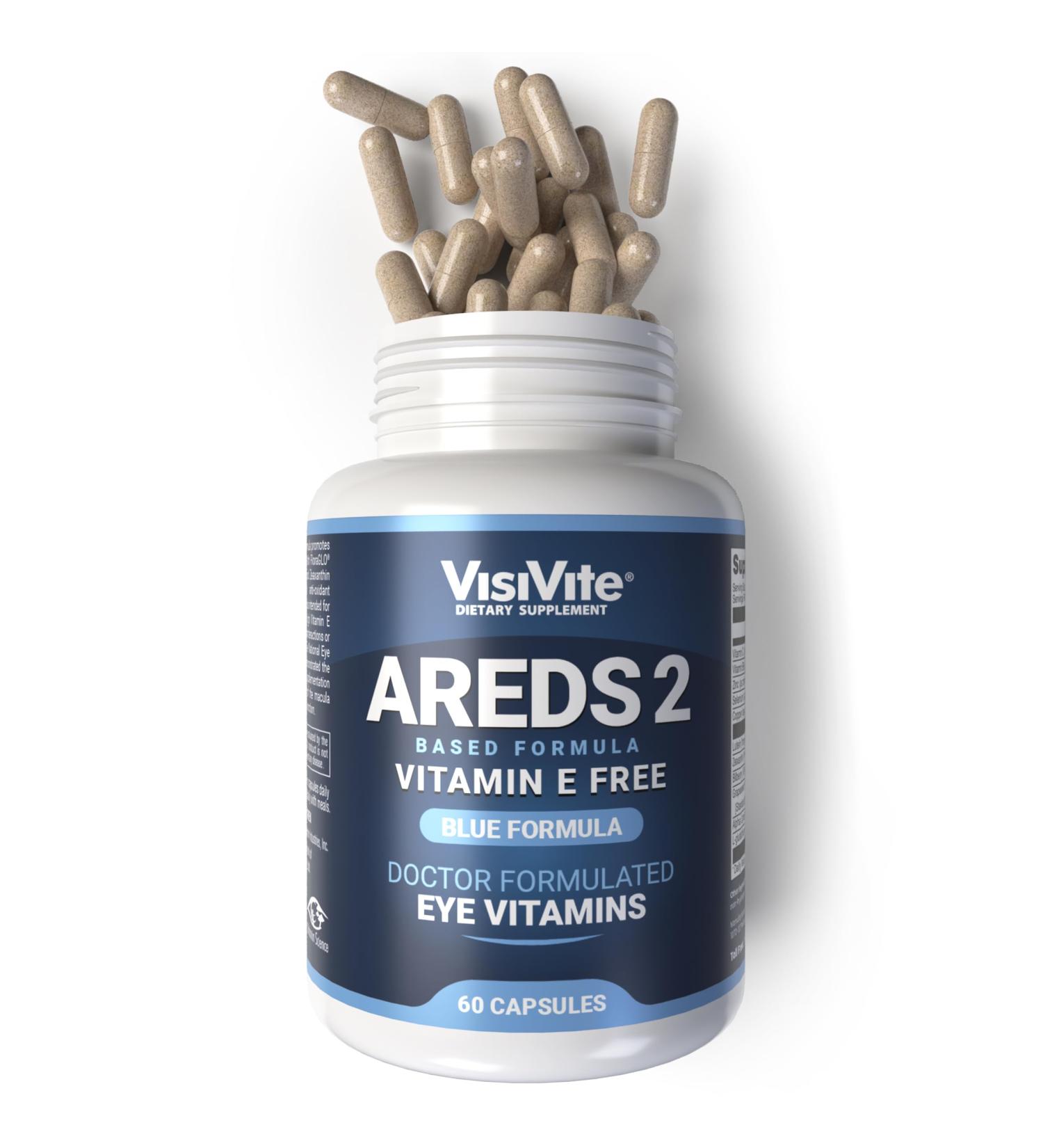AREDS 2 Eye Vitamins - VisiVite Vitamins for Eye Health Without Vitamin E - Eye Vitamins for Seniors - Lutein and Zeaxanthin Supplements - 60 Capsules - Buy Online on GoSupps.com