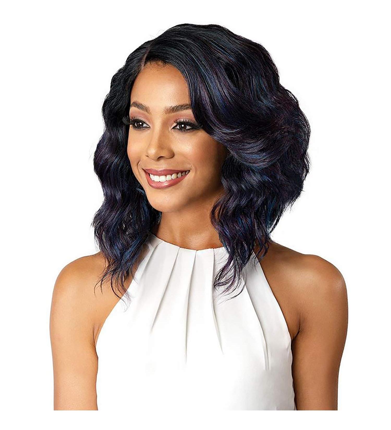 Bobbi Boss MLF-181 Denna Swiss Lace Front Wig in 1B Off Black - Synthetic Hair - Buy Online on GoSupps.com