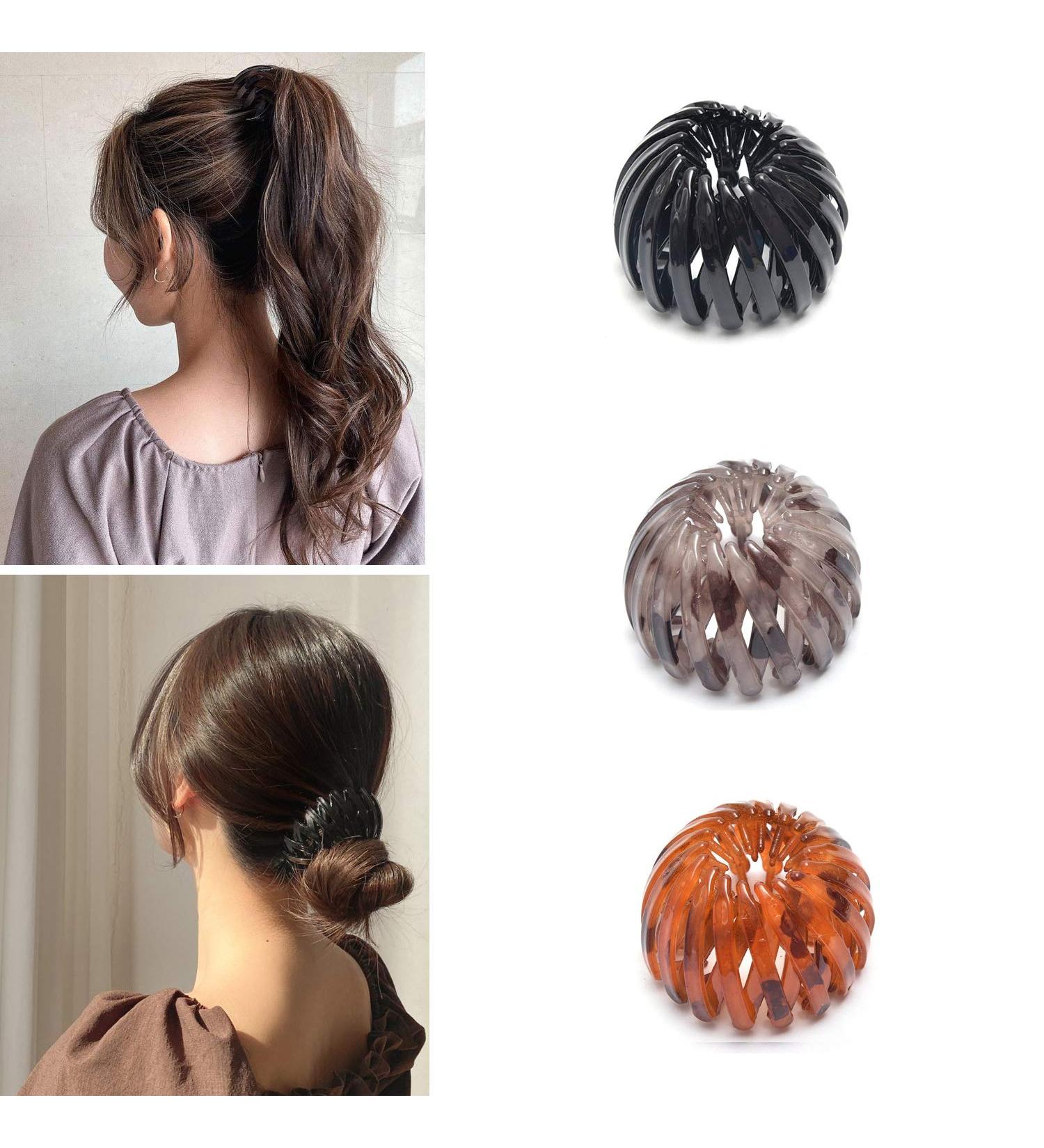 Expandable Birdnest Hair Clip Ponytail Holder Set - Hair Styling Tool for Women and Girls (3 Colors) - Buy Online on GoSupps.com