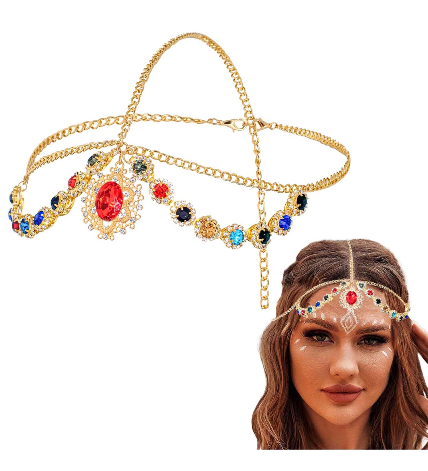 Zeelina Rhinestone Head Chain Baroque Forehead Chains Red Headband Prom for Girls and Women - Buy Online on GoSupps.com