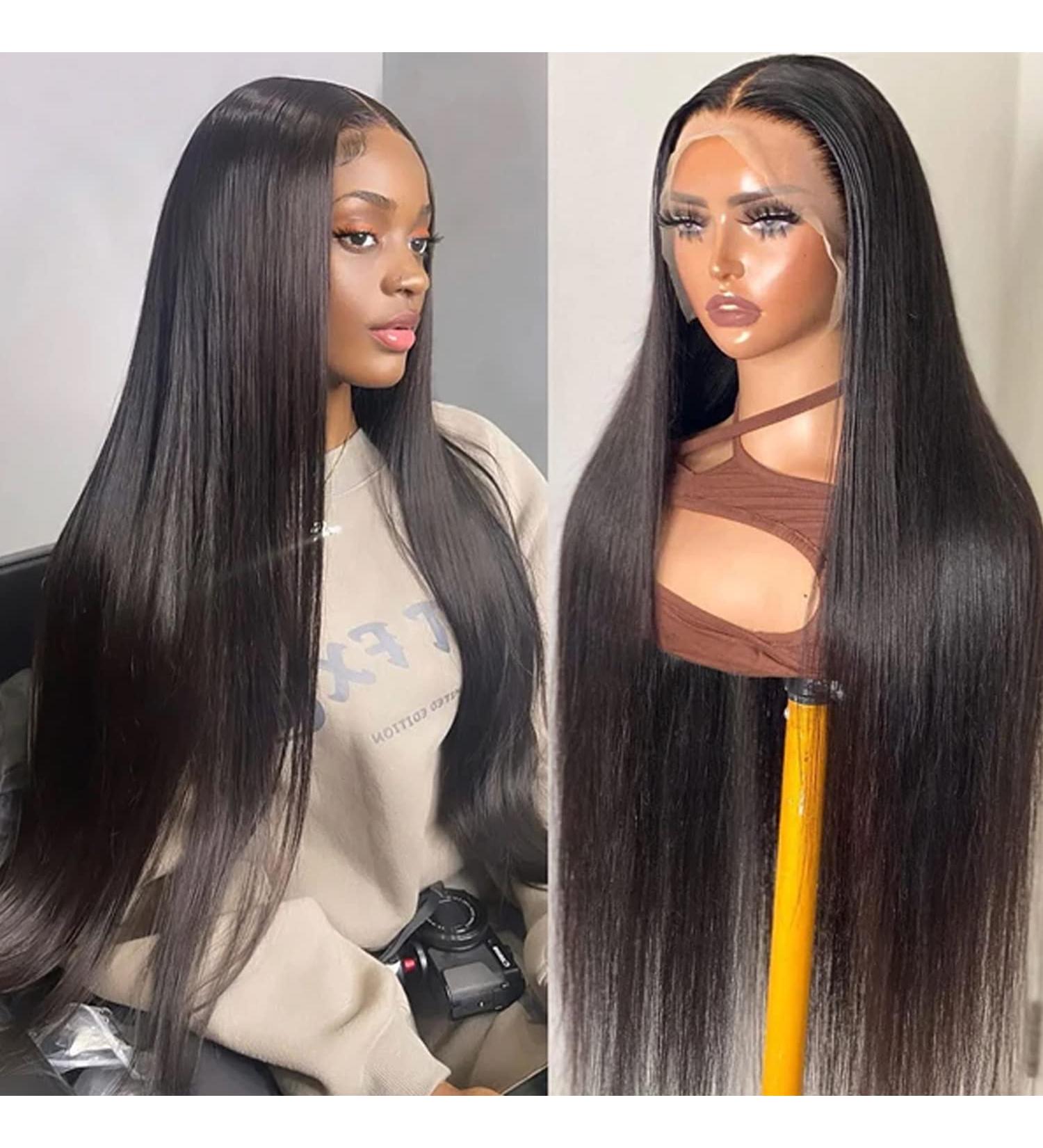 24 inch DULOVE Straight HD Transparent Lace Front Wig Human Hair 13x4 Pre Plucked for Black Women - 180 Density, Natural Color, Glueless with Baby Hair - Buy Online on GoSupps.com