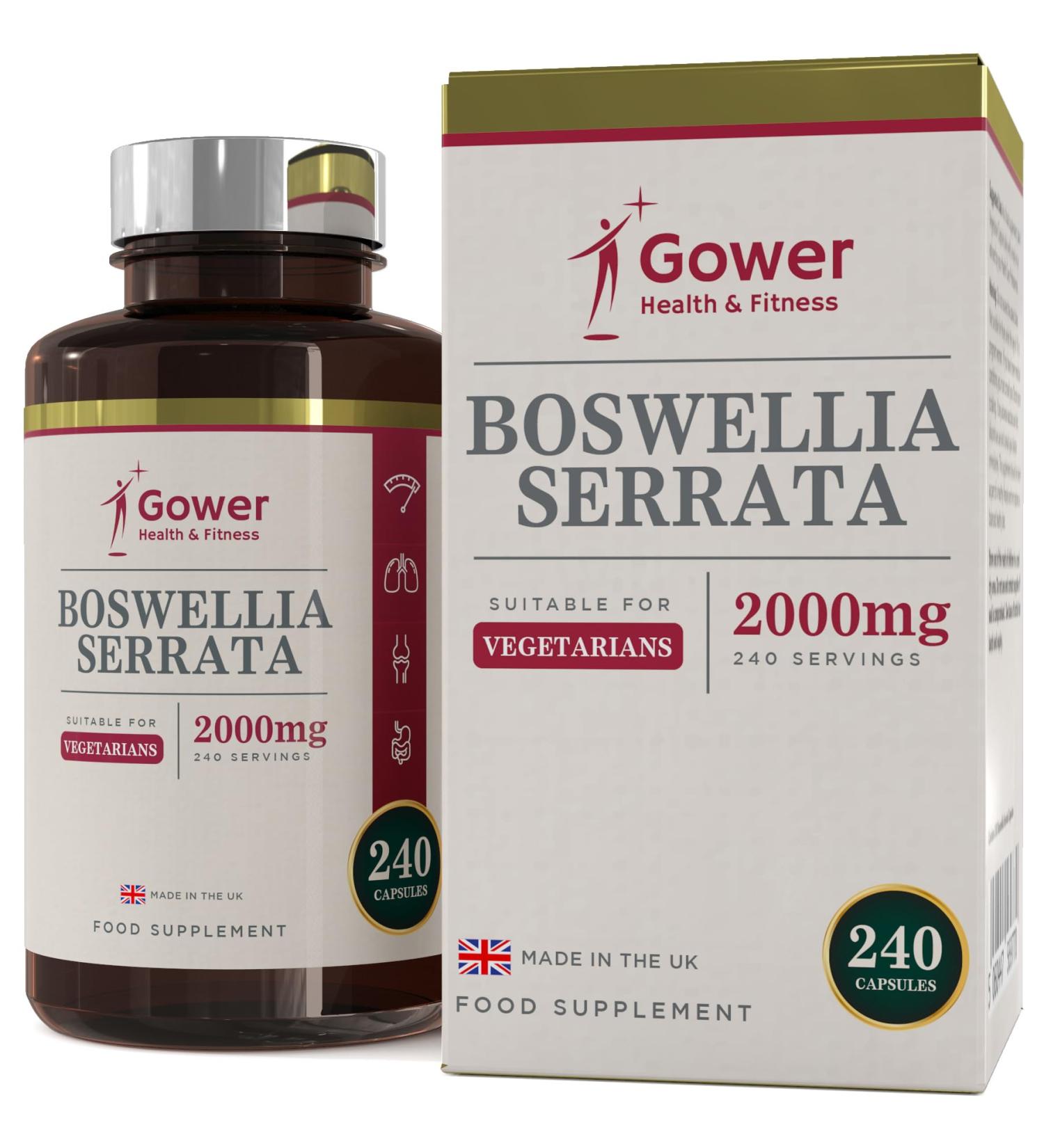GH Boswellia Serrata 2000mg High Strength Capsules | 5:1 Extract | 240 Vegan Capsules | Non-GMO & Gluten Free | Made in UK - Buy Online on GoSupps.com