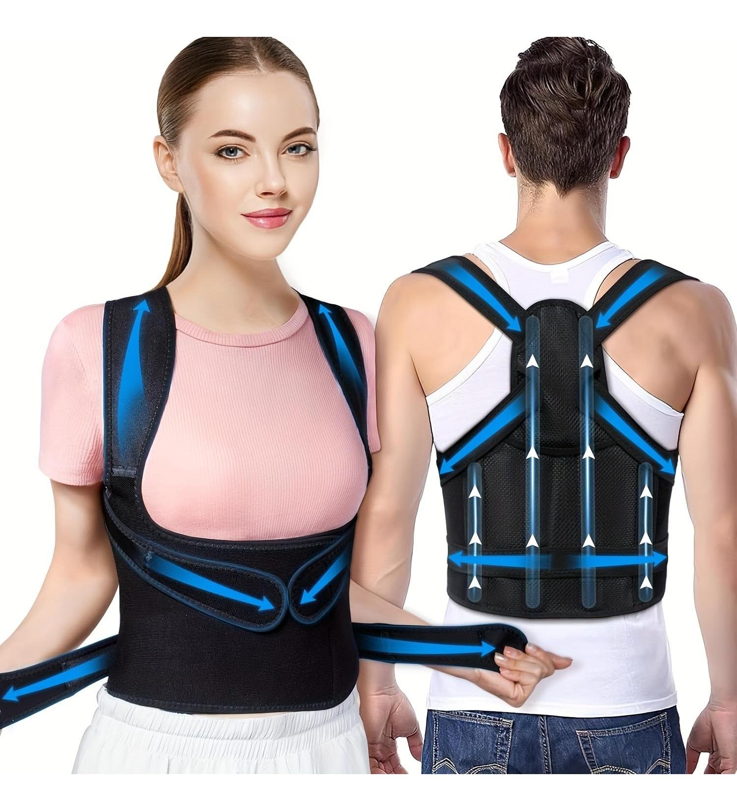 Black Breathable Posture Corrector for Women | Adjustable Lumbar Support Belt for Back Pain | Ideal for Kids Adults & Students (L) - Shop Now - Buy Online on GoSupps.com