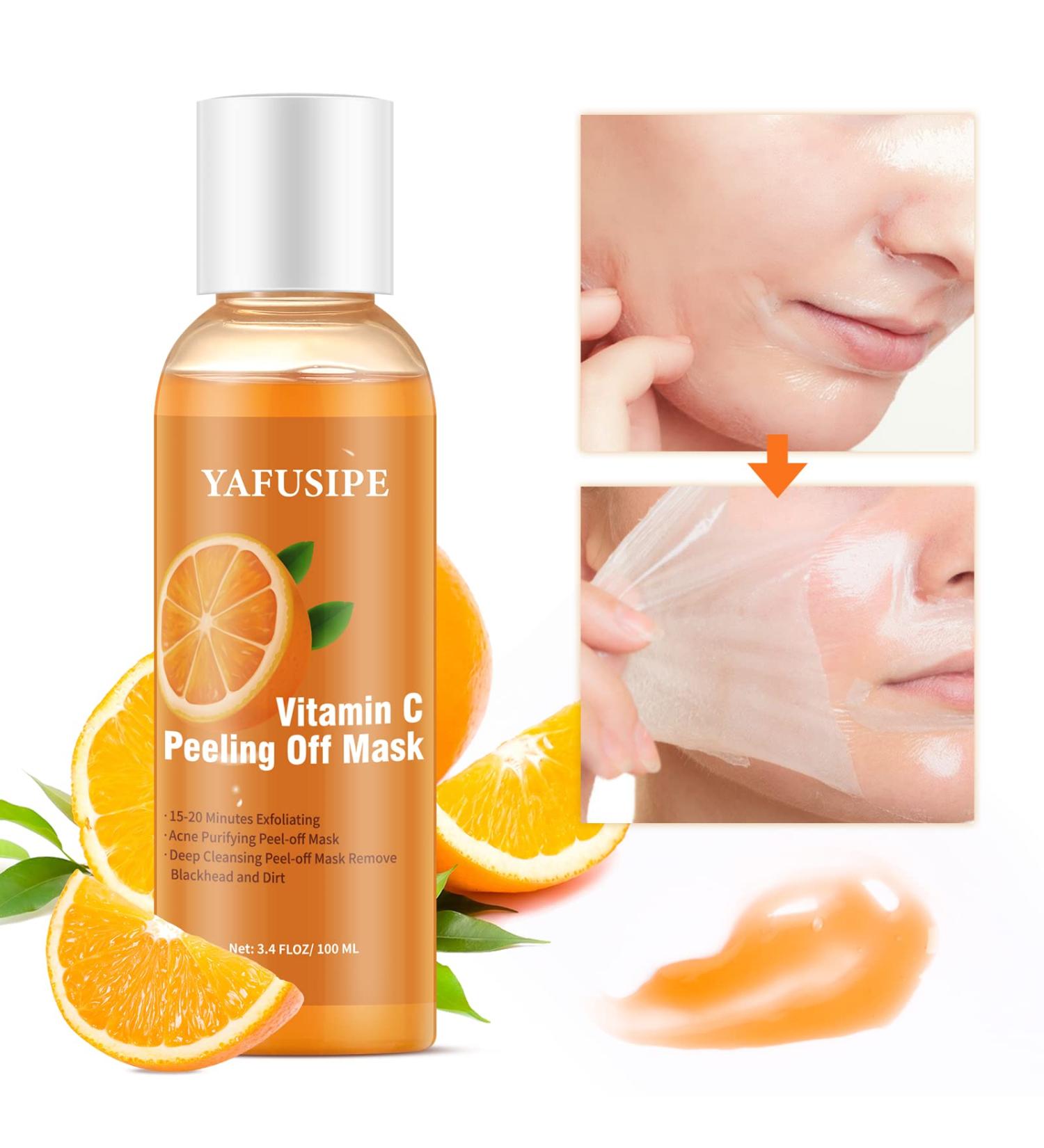 Vitamin C Peel Off Face Mask - Gentle Exfoliating & Blackhead Remover for Brightening Skin - 100ML/3.4 FLOZ - Buy Online on GoSupps.com