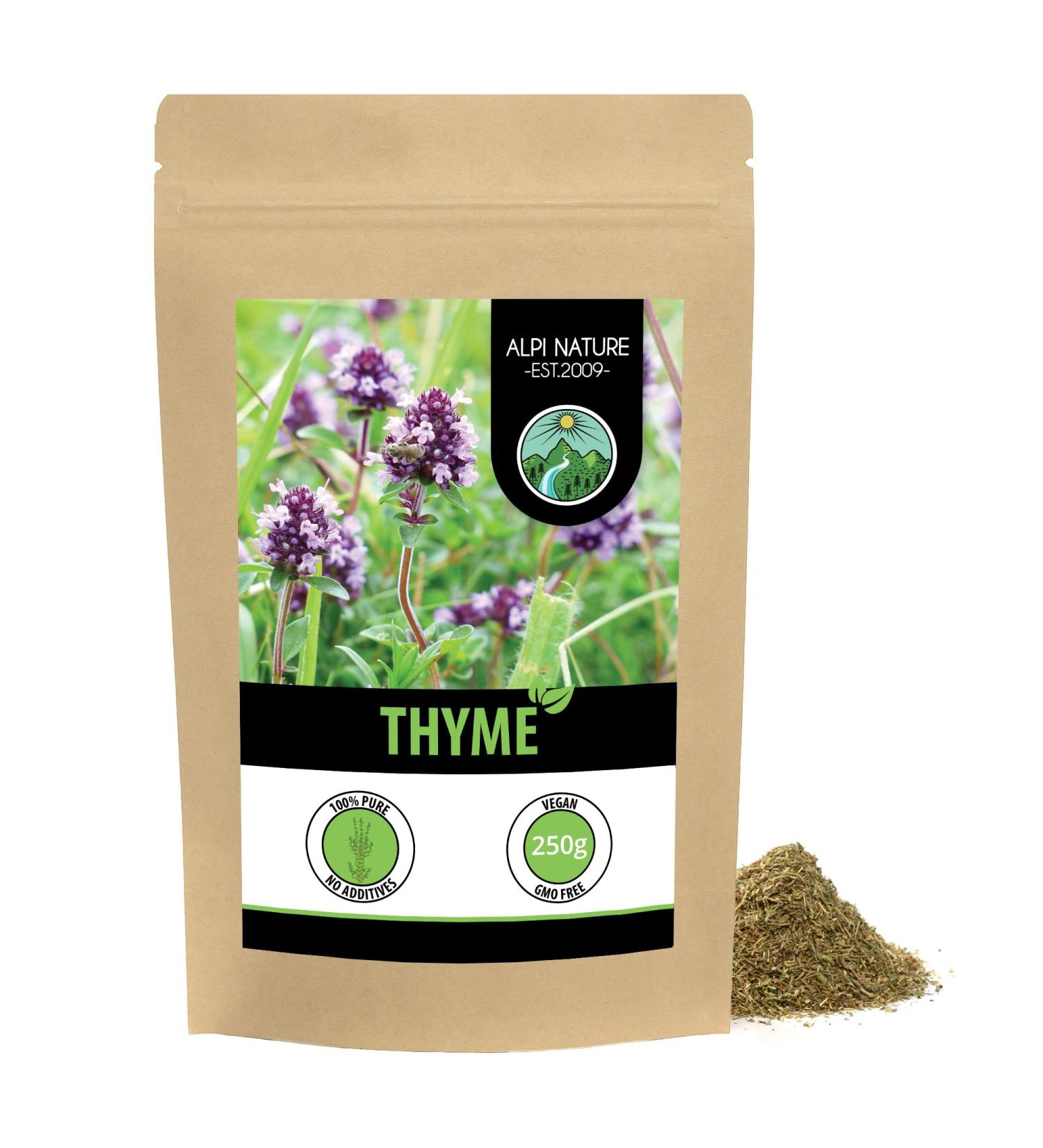 Dried thyme (250g 8.8oz) rubbed thyme 100% pure and natural for the preparation of spice mixtures and thyme tea 250 GR - Buy Online on GoSupps.com