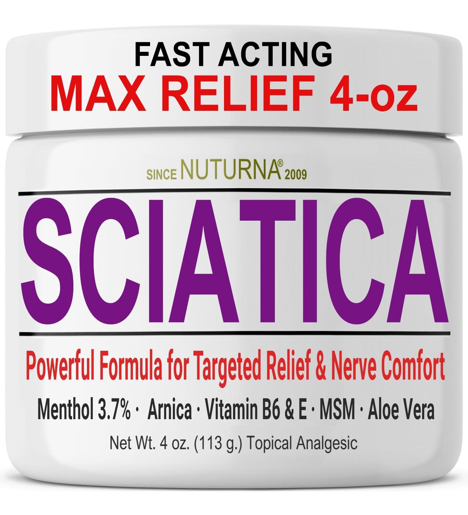 Sciatica Nerve Cream - Maximum Strength Comfort Cream for Feet, Hands, Legs, Toes, Back, Best Reliever - Natural Ultra Strength Arnica, MSM, Menthol, Soothing Comfort, Large 4 Oz - Buy Online on GoSupps.com