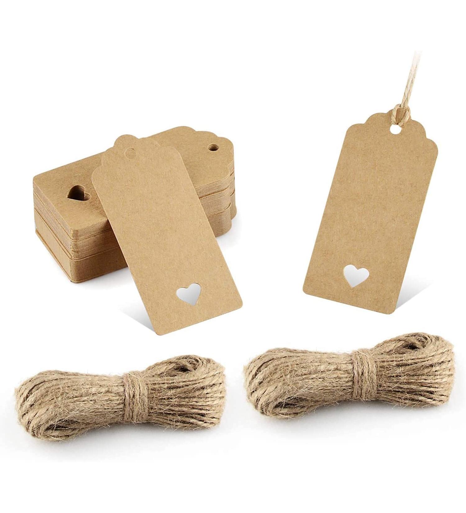 Gift Tags 100 PCS Kraft Paper Gift Tags with Free 100ft(30m) Natural Jute Twine for Christmas Holiday Gifts Wedding Favors Art Craft Brown - Buy Online on GoSupps.com