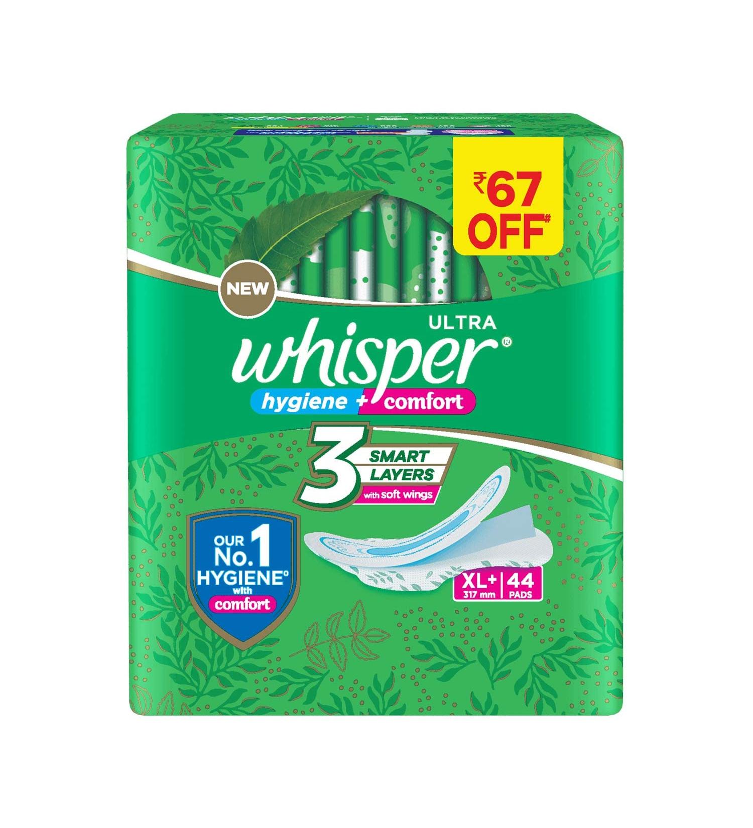 Whisper Ultra Clean XL Wings 44 Pads - Maximum Protection and Comfort - Buy Online on GoSupps.com