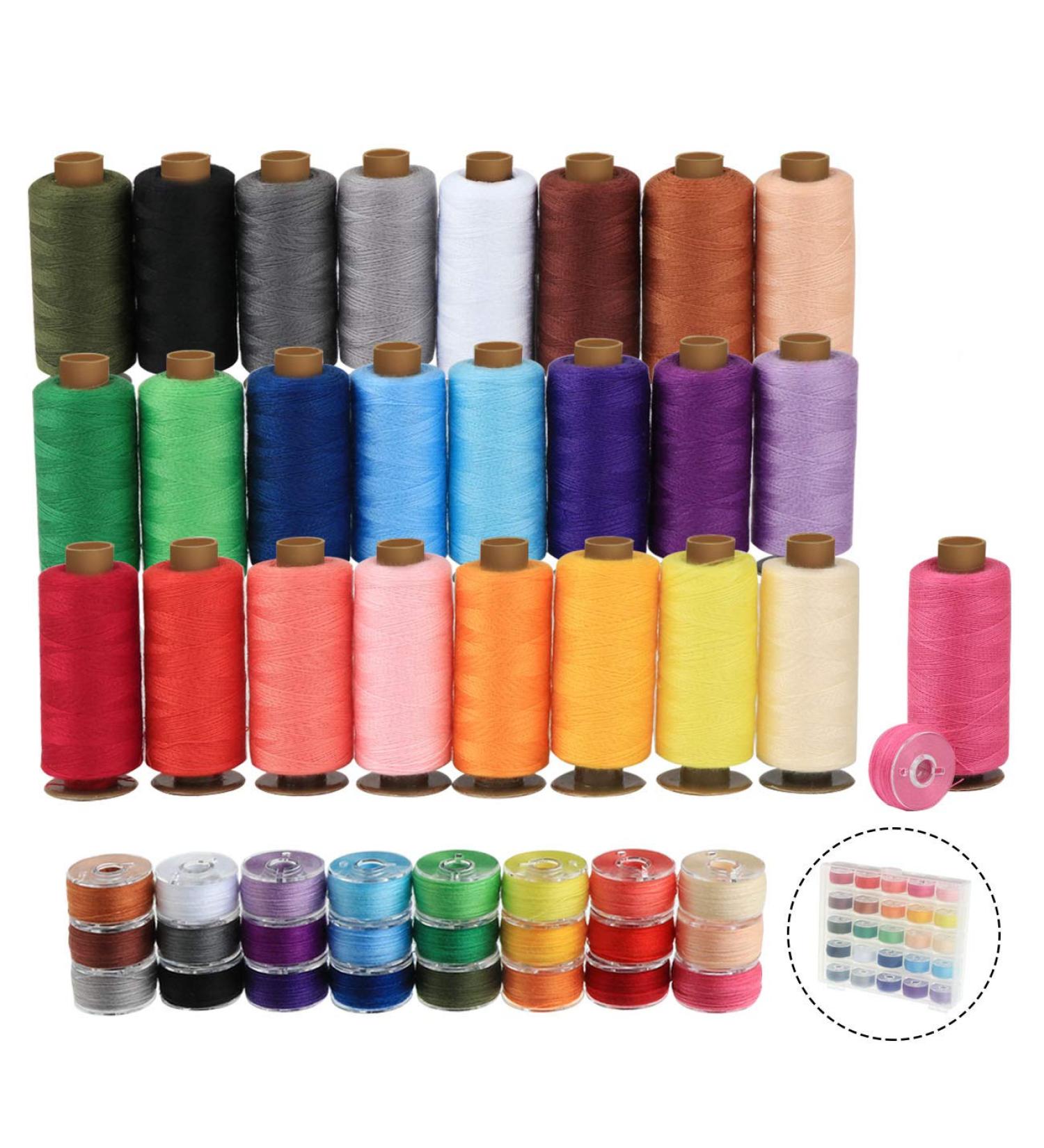 ilauke 50Pcs Bobbins Sewing Threads Kit - 400 Yards Polyester Thread Spools - Prewound Bobbins with Case for Brother Singer Janome - 25 Colors - Buy Online on GoSupps.com