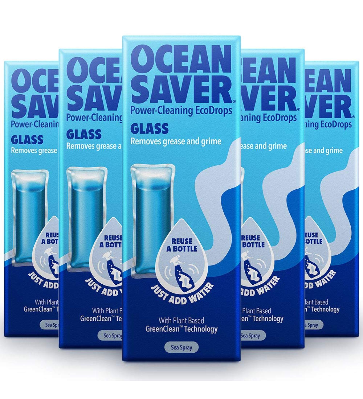 OceanSaver Eco Glass Cleaning Spray - 5x 10ml Refills | Streak-Free Shine | Plant-Based & Cruelty-Free | Sea Spray Scent - Buy Online on GoSupps.com
