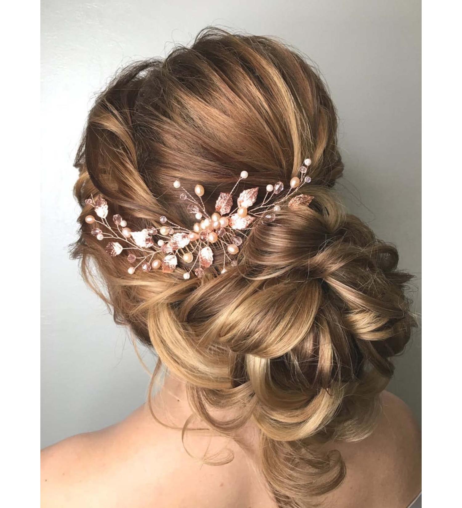Edary Leaf Bride Wedding Hair Comb Rhinestone Bridal Hair Pieces Pearl Wedding Headpiece for Brides Crystal Hair Accessories for Women and Girls - Buy Online on GoSupps.com
