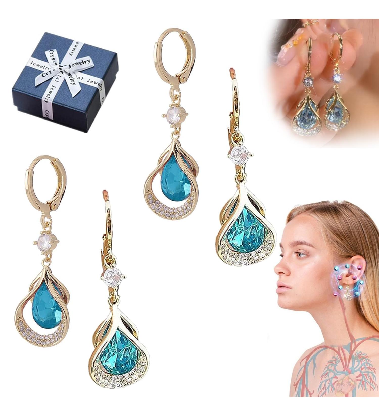 LymphFlow Magnetogen Earrings Fashion Lymphatic Germanium Earrings Lymph Flow Magnetogen Earrings for Weight Loss Lymphvity Magnetic Therapy Earrings (2pcs-Blue) - Buy Online on GoSupps.com