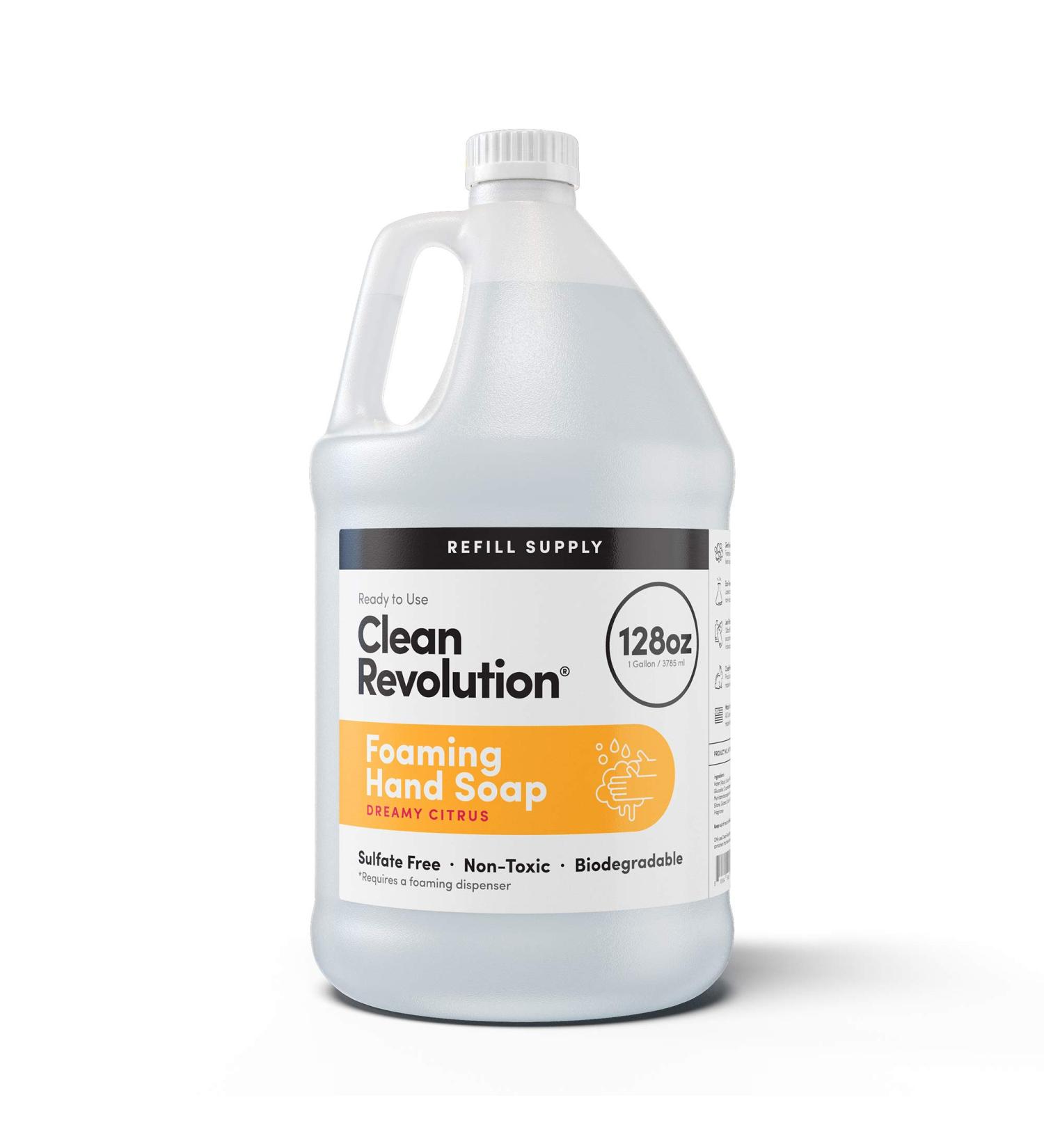 Clean Revolution Foaming Hand Soap Refill - 128 Fl Oz Supply Container - Dreamy Citrus Fragrance - Ready to Use Formula - Buy Online on GoSupps.com