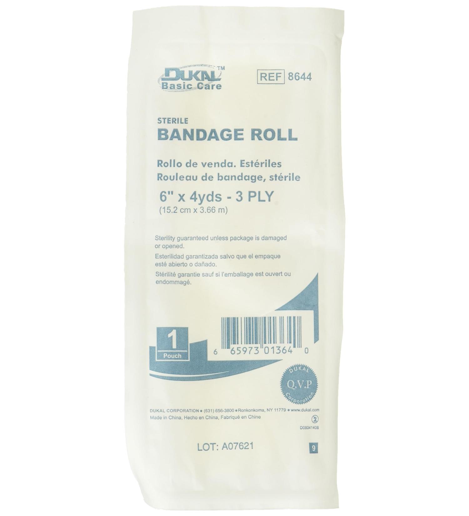 Buy Dukal DUK 8644 Basic Care Sterile Bandage Roll 3-Ply 6" Wide 4.5 Yards Pack of 48 | International Shipping Available - Buy Online on GoSupps.com