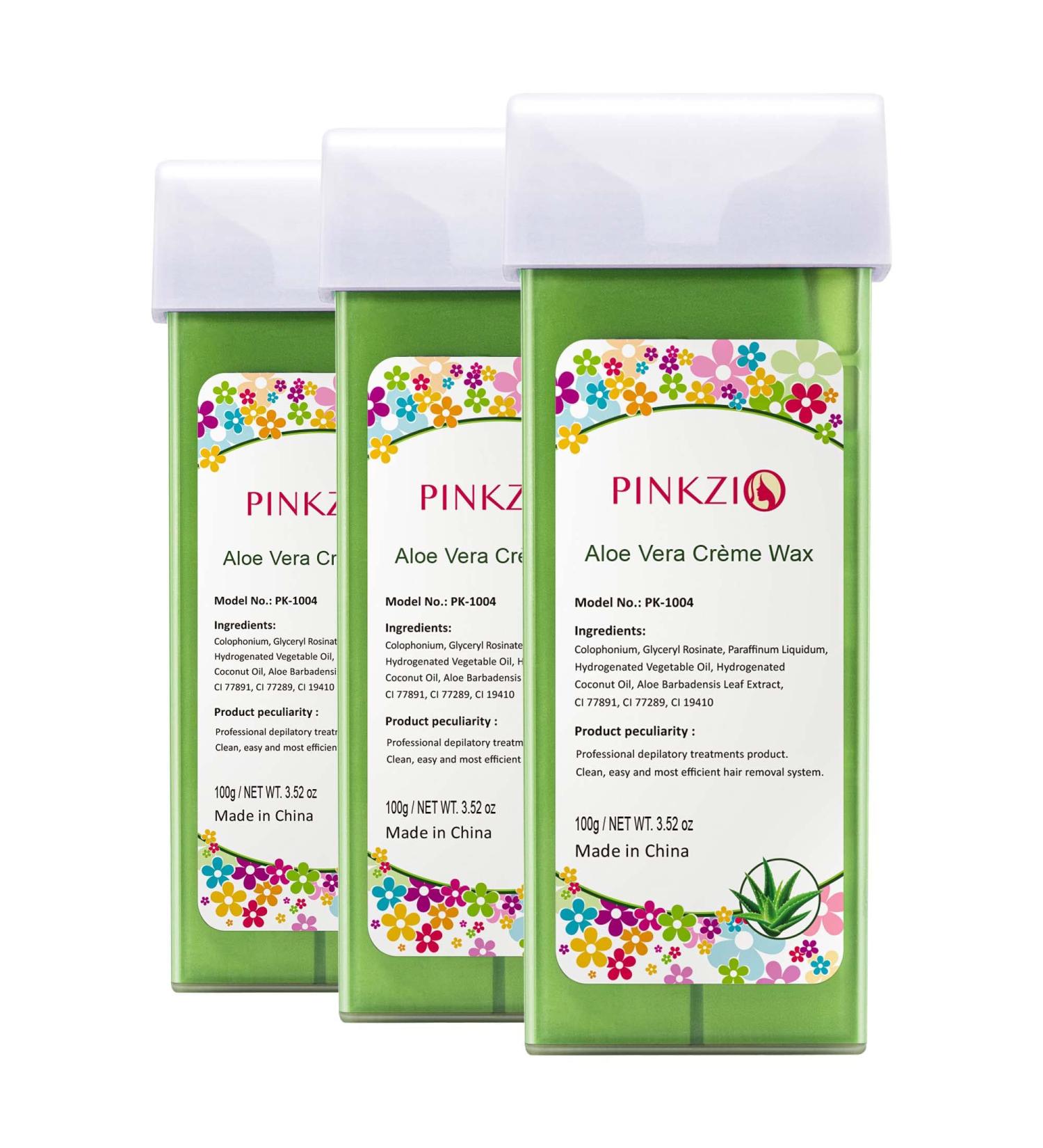 PINKZIO Aloe Roll On Wax Refills - 3 Pack for Legs and Arms - 3.52 Ounce - Depilatory Wax Cartridge Roll On for Wax Warmer - Buy Online on GoSupps.com