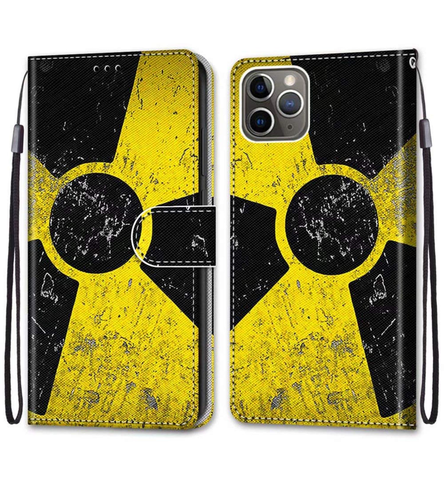 Buy Nadoli Leather Mobile Phone Case for iPhone 12 Pro - Colorful Black & Yellow Characters Protective Cover with Stand & Card Holder - International Shipping - Buy Online on GoSupps.com