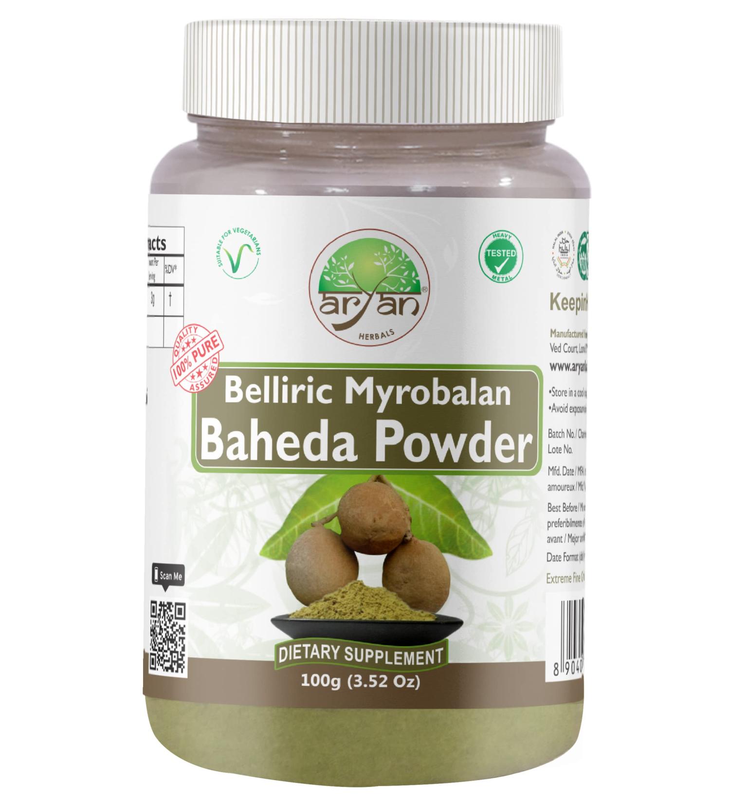 Aryan Herbals Baheda Powder 100gm - Belliric Myrobalan Supplement - Buy Online on GoSupps.com