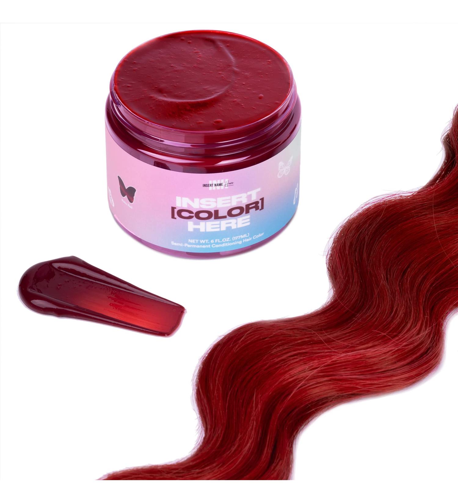 INH Ruby Red Semi-Permanent Hair Color Depositing Conditioner 6oz - Safe Temporary Hair Dye for Vibrant Red Hair - Buy Online on GoSupps.com