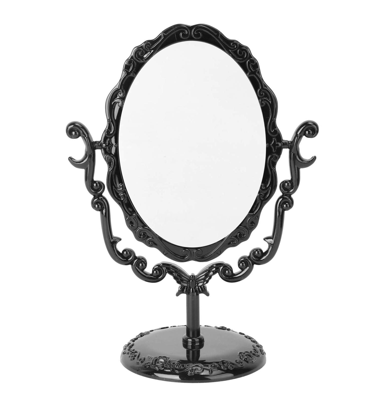 Leorx Vintage Desktop Makeup Mirror - Acrylic Rose Pattern Vanity Mirror (Black) - 22x16x9.5cm - Ideal for Bedroom & Bathroom - Buy Online on GoSupps.com