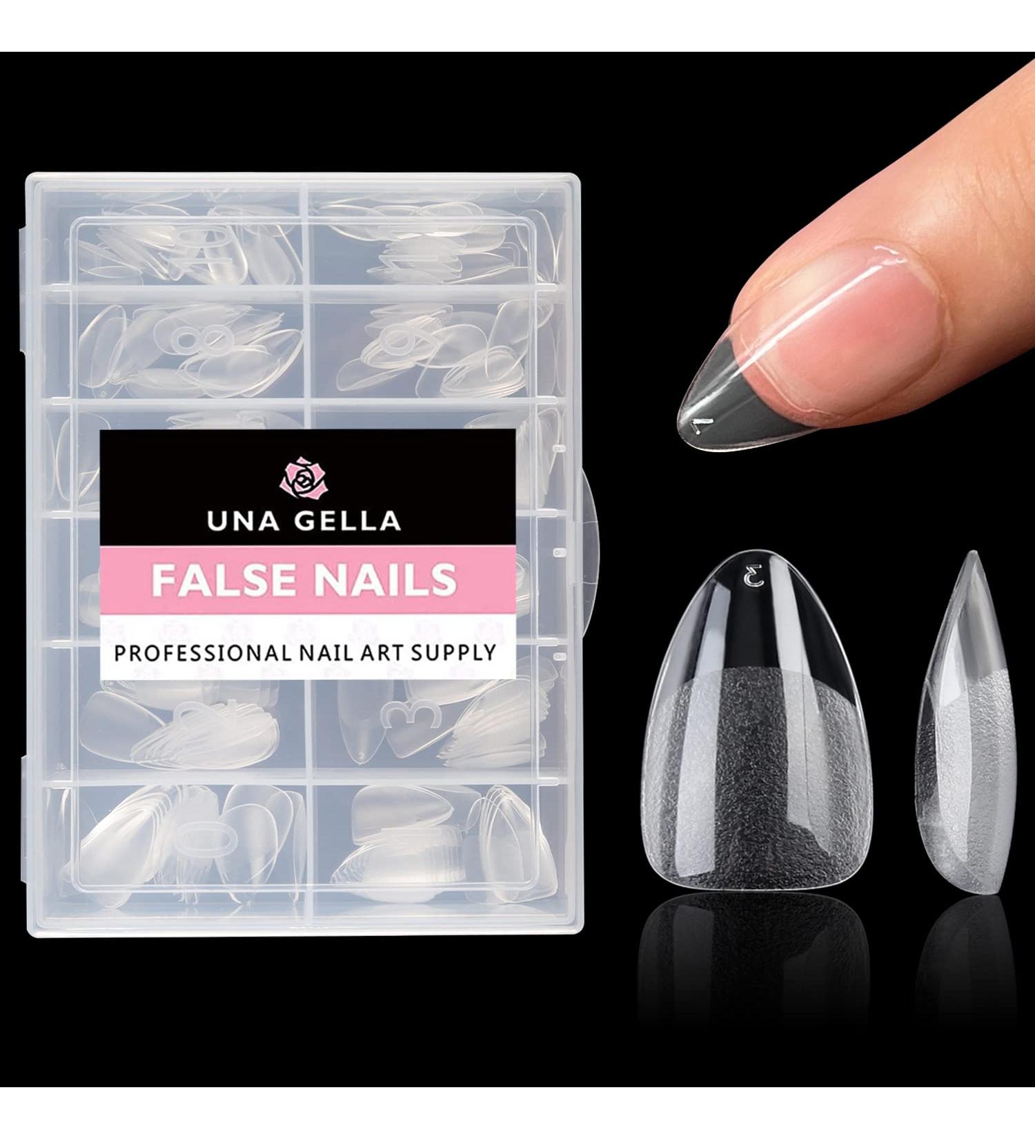 UNA GELLA Short Almond Fake Nails - 504pcs Full Cover Gel Nail Tips for DIY Nail Salon - 12 Sizes Short Almond Tips - Buy Online on GoSupps.com