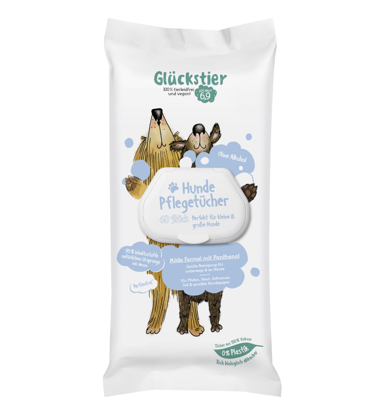 Gl ckstier Dog Care Wipes - Perfect Coat Care on the Go (60 pcs) | Wet Dog Wipes for Easy Cleaning - Buy Online on GoSupps.com