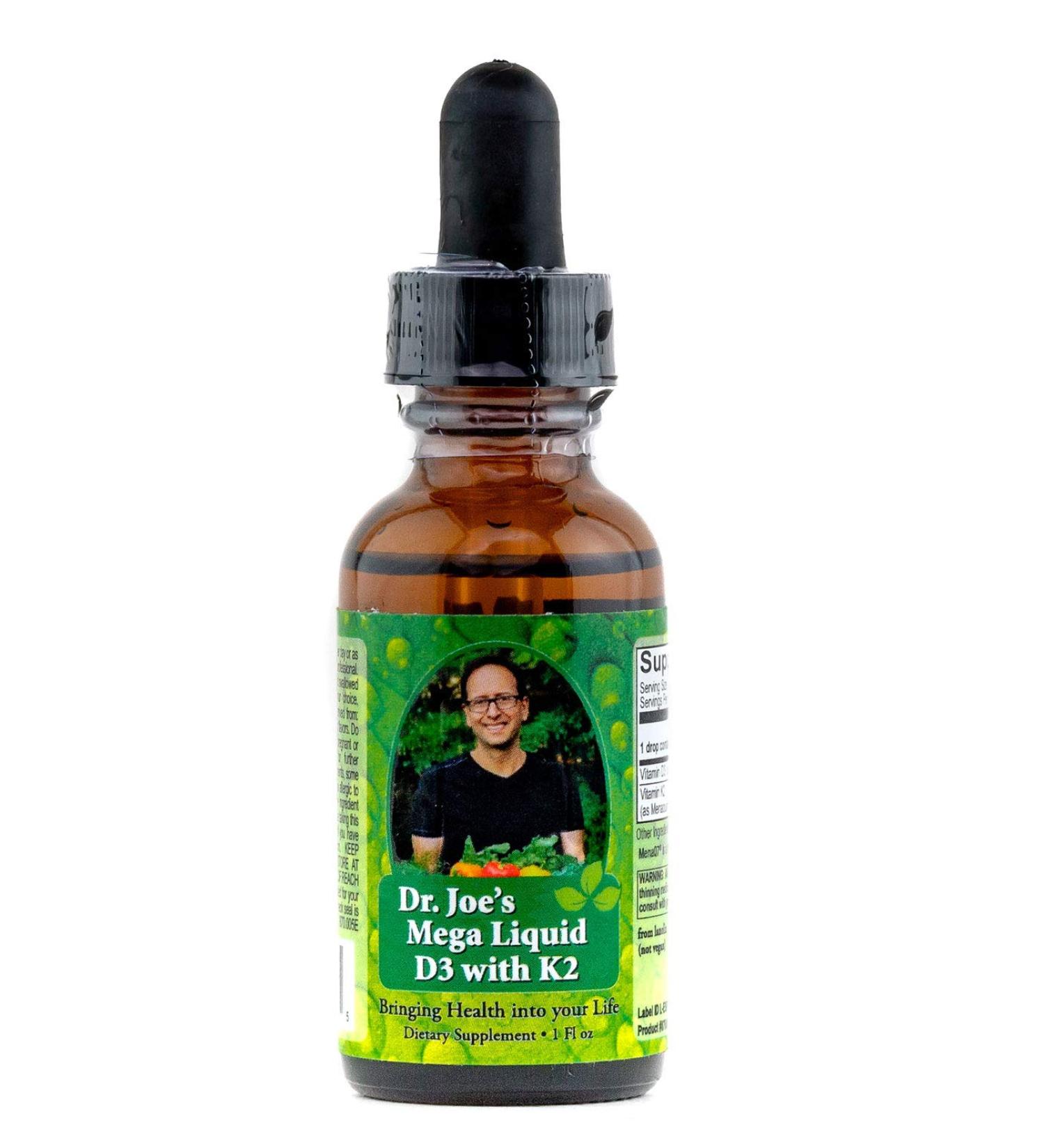 Dr. Joe's Mega Liquid D3 with K2-1000 IU per Drop - Vitamin D3 25mcg Vitamin K2 10mcg - Buy Online on GoSupps.com