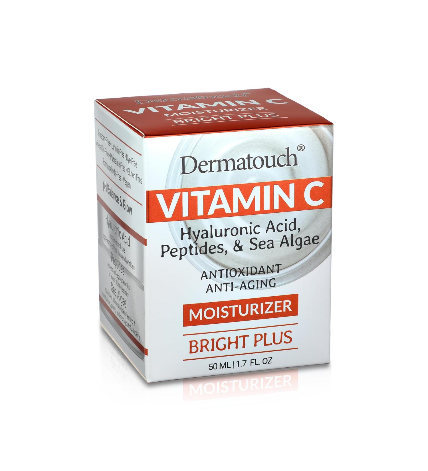 DERMATOUCH Vitamin C Moisturizer - Hyaluronic Acid Peptides & Sea Algae 1.75 fl oz | Made in America - International Shipping Available - Buy Online on GoSupps.com