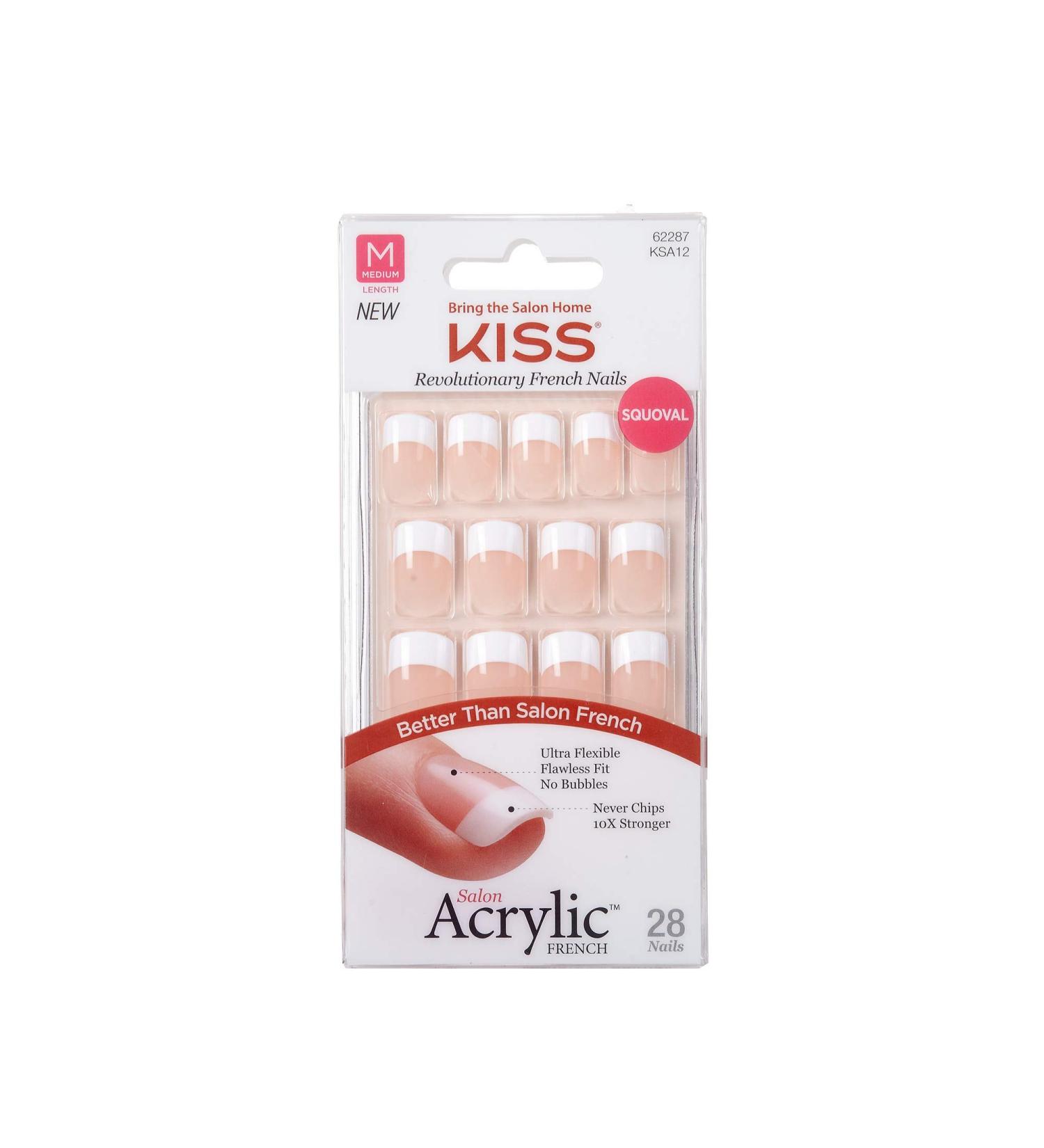 KISS Salon Acrylic French Nails Medium Length KSA12 - 3 PACK - Buy Online on GoSupps.com