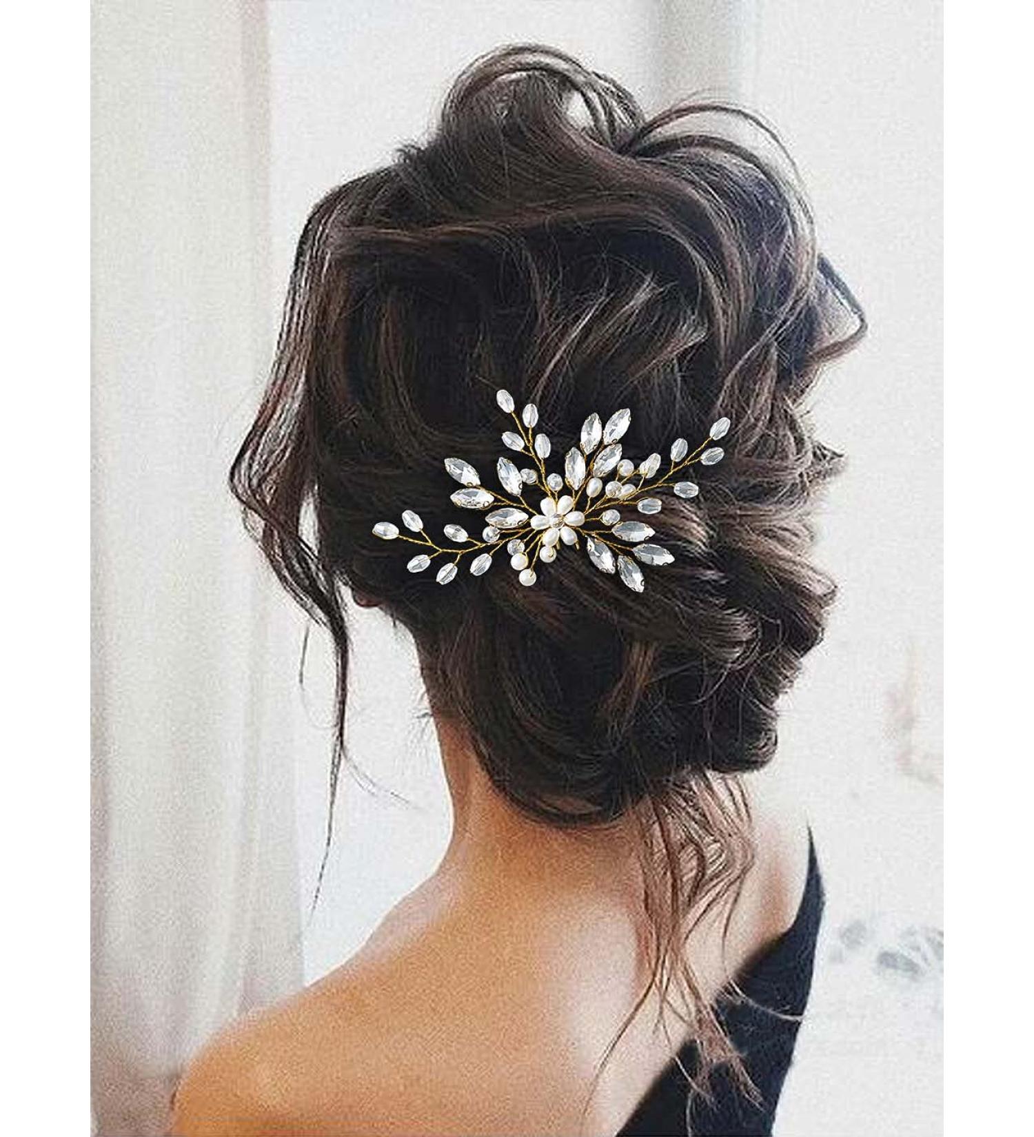 Unicra Rhinestone Bridal Hair Pins - Gold Wedding Hair Accessories for Women - Buy Online on GoSupps.com