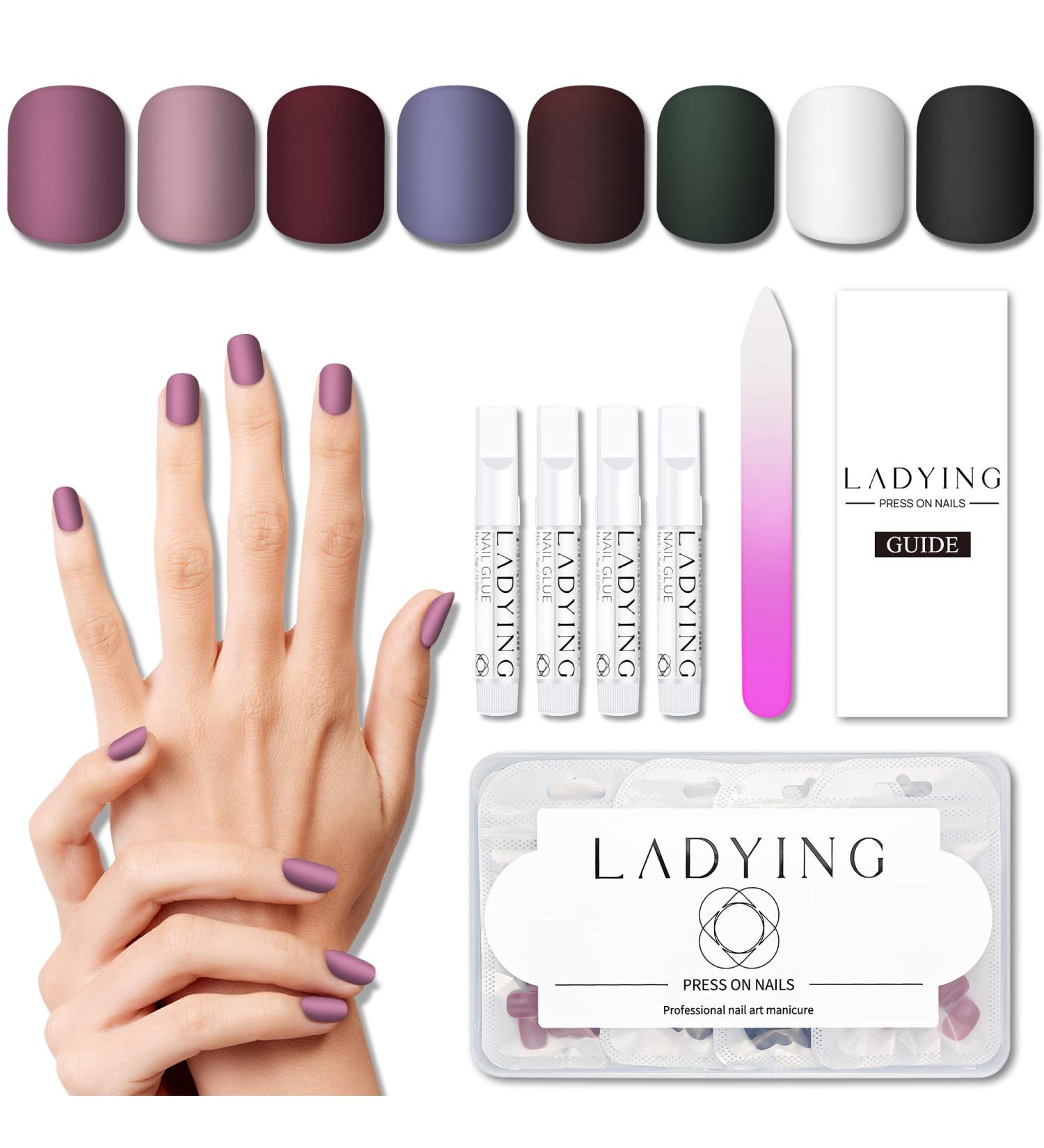 LADYING 8 Packs (192 PCS) Matte Press on Nails Set for Women - Short Acrylic False Nails with Glue & Nail File - Ballerina French Tips for Nail Art Salon - Buy Online on GoSupps.com