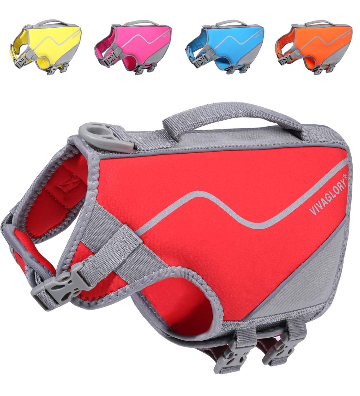 Vivaglory Sporty Dog Vest | Durable Neoprene Rescue Vest | Comfortable & Secure Red Small (46-56cm) - Buy Online on GoSupps.com