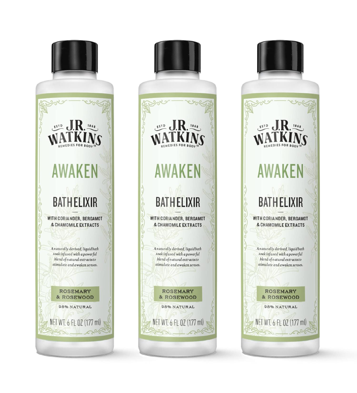 J.R. Watkins Awaken Bath Elixir Liquid Bath Soak Rosemary & Rosewood 6 oz (Pack of 3) - Buy Online on GoSupps.com