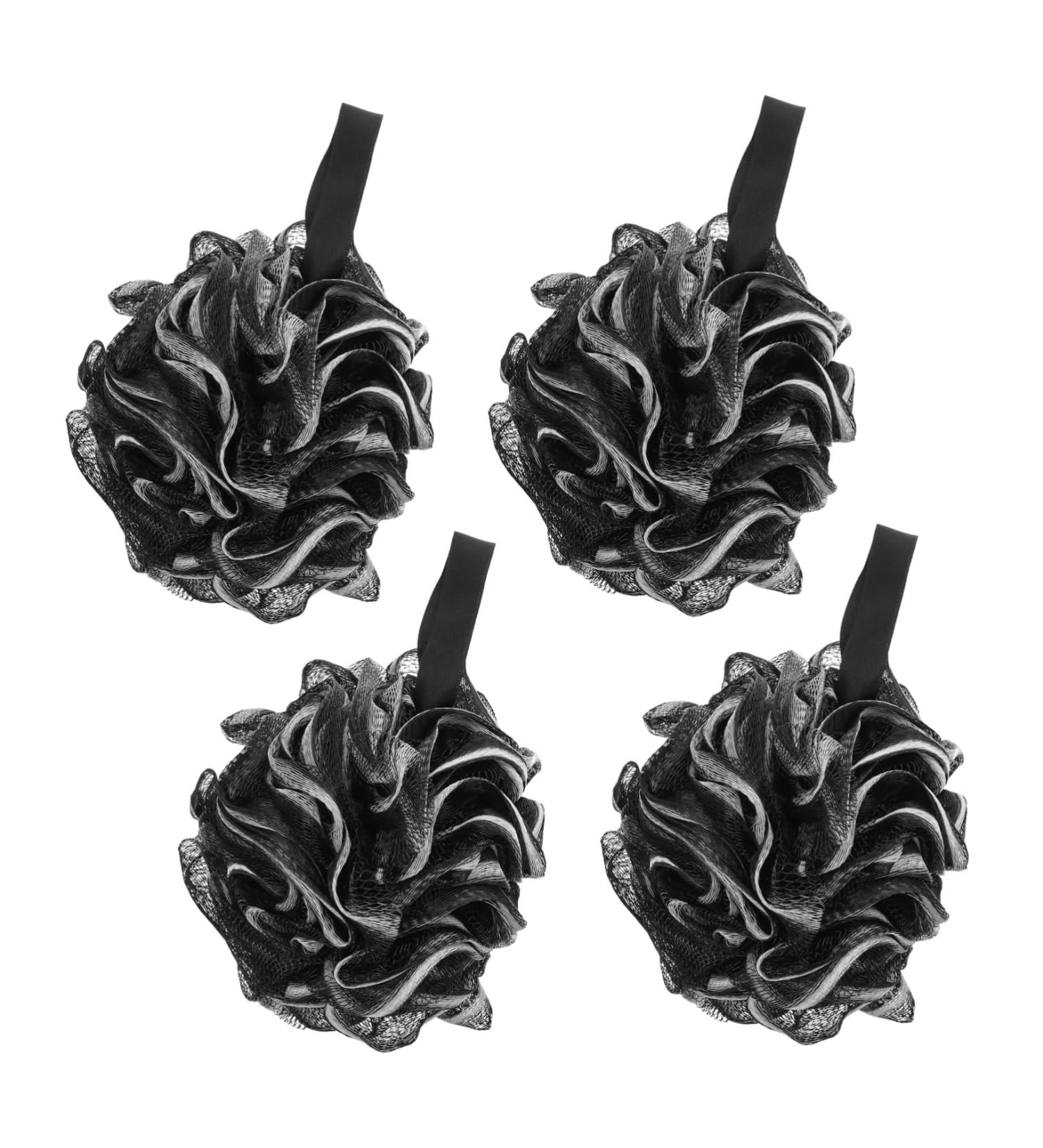 Buy 4pcs Black Bath Loofah Balls - Durable Shower Accessories for a Refreshing Clean | Convenient Bath Sponges - Buy Online on GoSupps.com