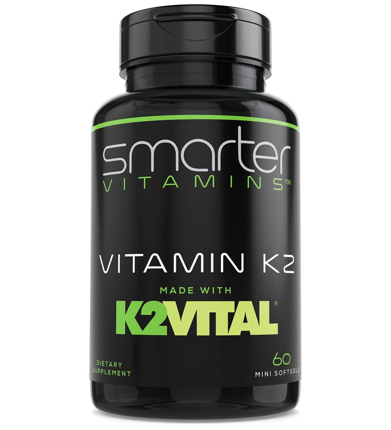 Smarter Vitamin K2 MK7 100mcg with K2VITAL & Kale | Bone & Heart Health Support | 60 Liquid Softgels - Buy Online on GoSupps.com