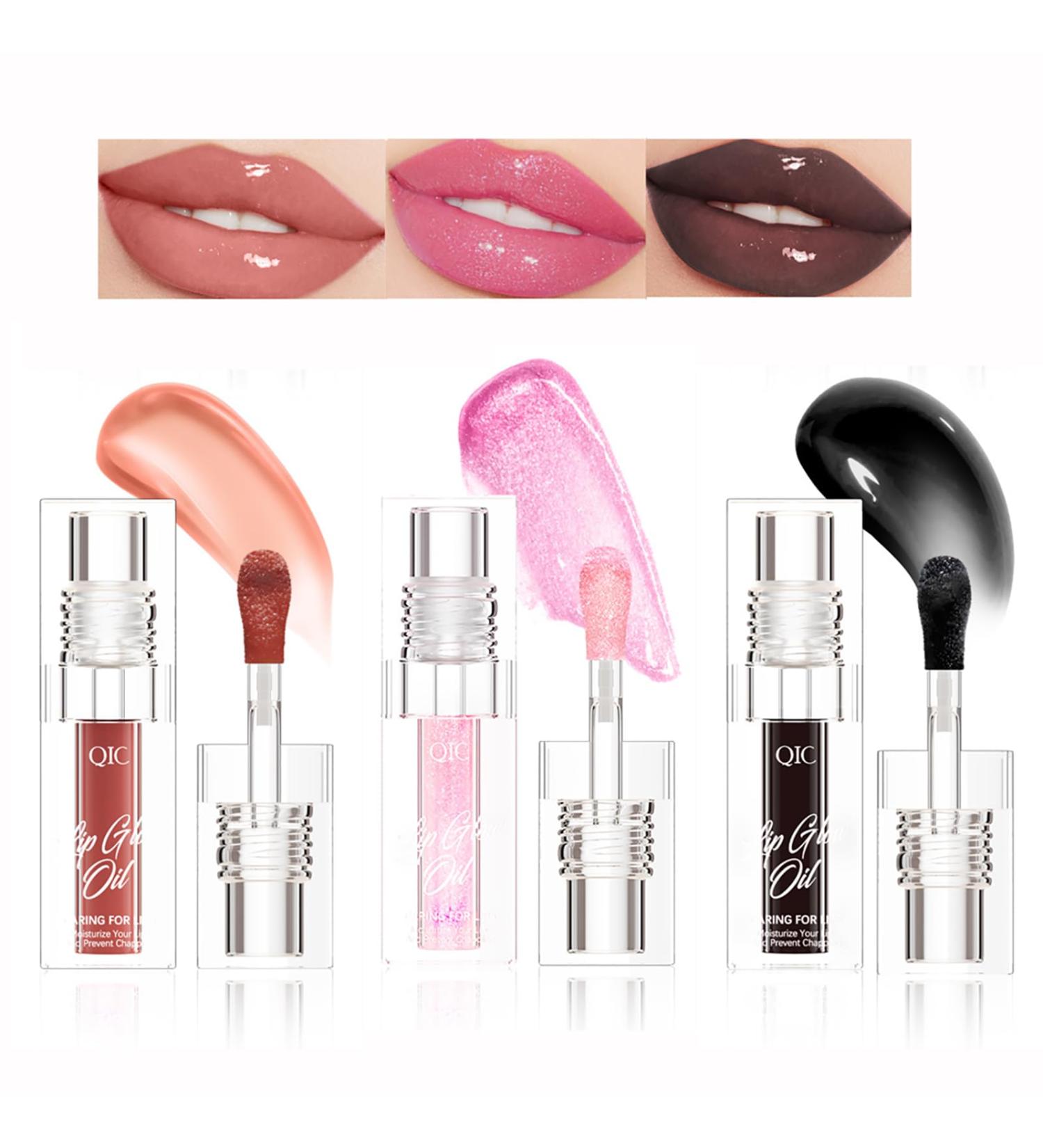 Petansy Color Changing Lip Oil Set | Hydrating Plump Gloss | 3 Natural Shades | Big Brush Tint - Buy Online on GoSupps.com