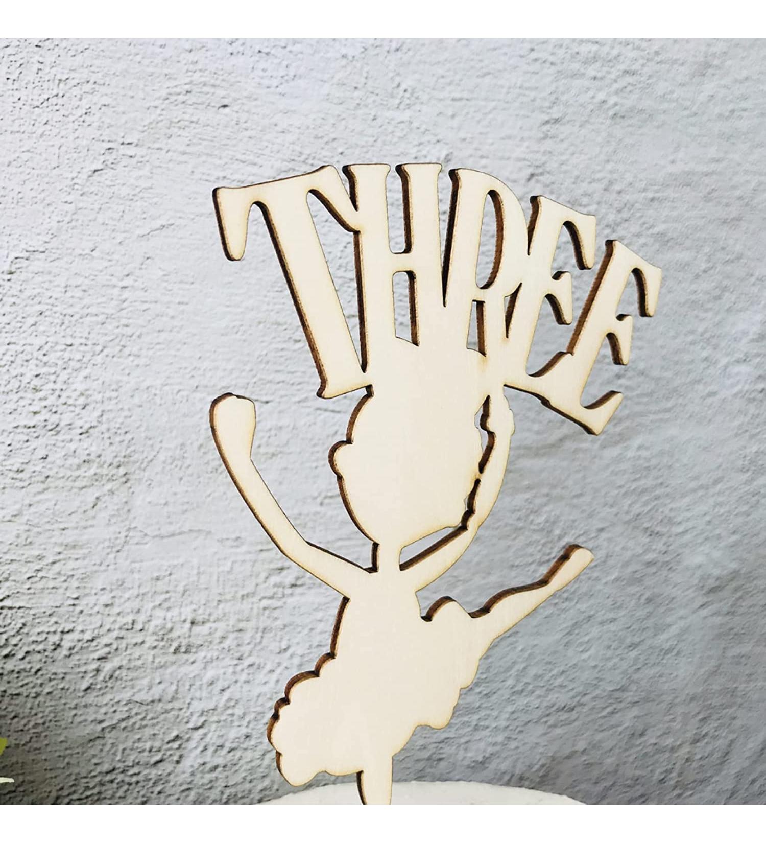 Personalised Cake Toppers Cake Decorations Ballet Girl Cake Toppers Exquisite Three Birthday Cake Decorations Baby Shower Party Dessert Decor Supplies (Color : Wood4) (Color : Wood3) (Color : Wood1) - Buy Online on GoSupps.com