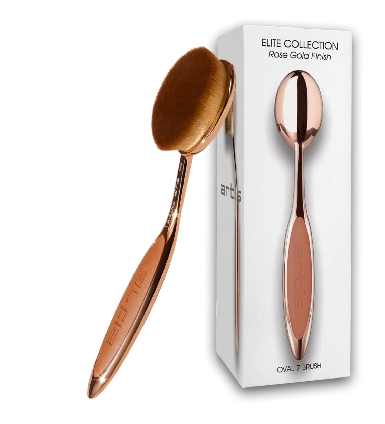 Artis Elite Oval 7 Brush - Luxury Synthetic Makeup Brush for Foundation SPF & Skincare | Airbrush Finish | Ideal for Liquids Powders & Creams | Rose Gold Blonde Fibre - Buy Online on GoSupps.com